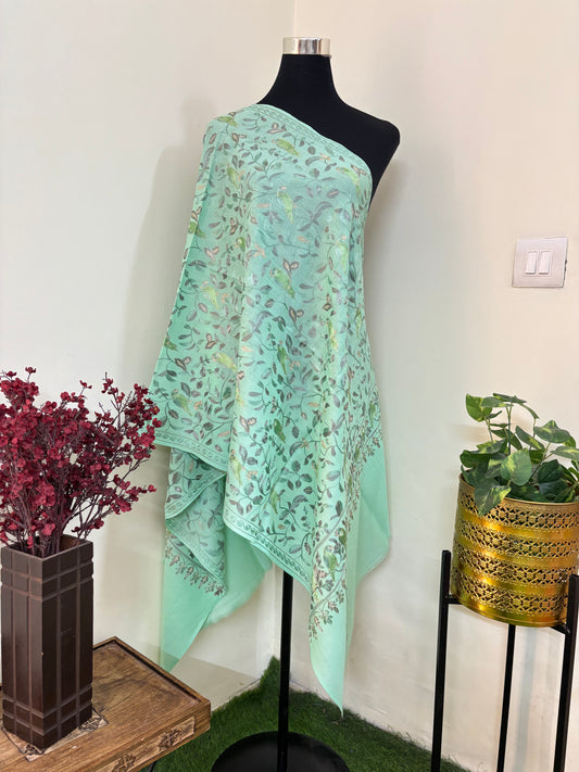 Green Pancchi Kashmiri Stole