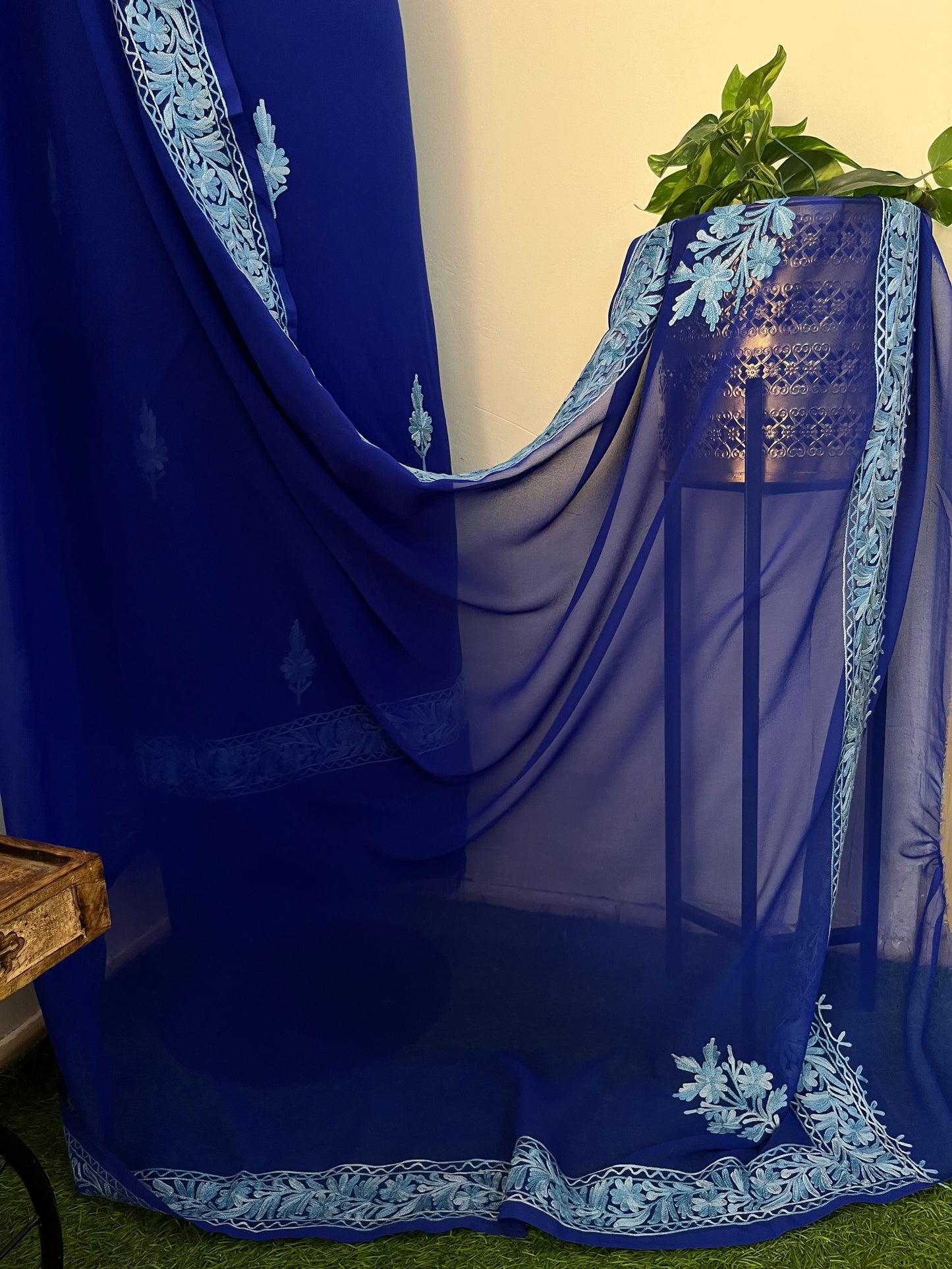 Electric Blue Georgette Kashmiri Suit