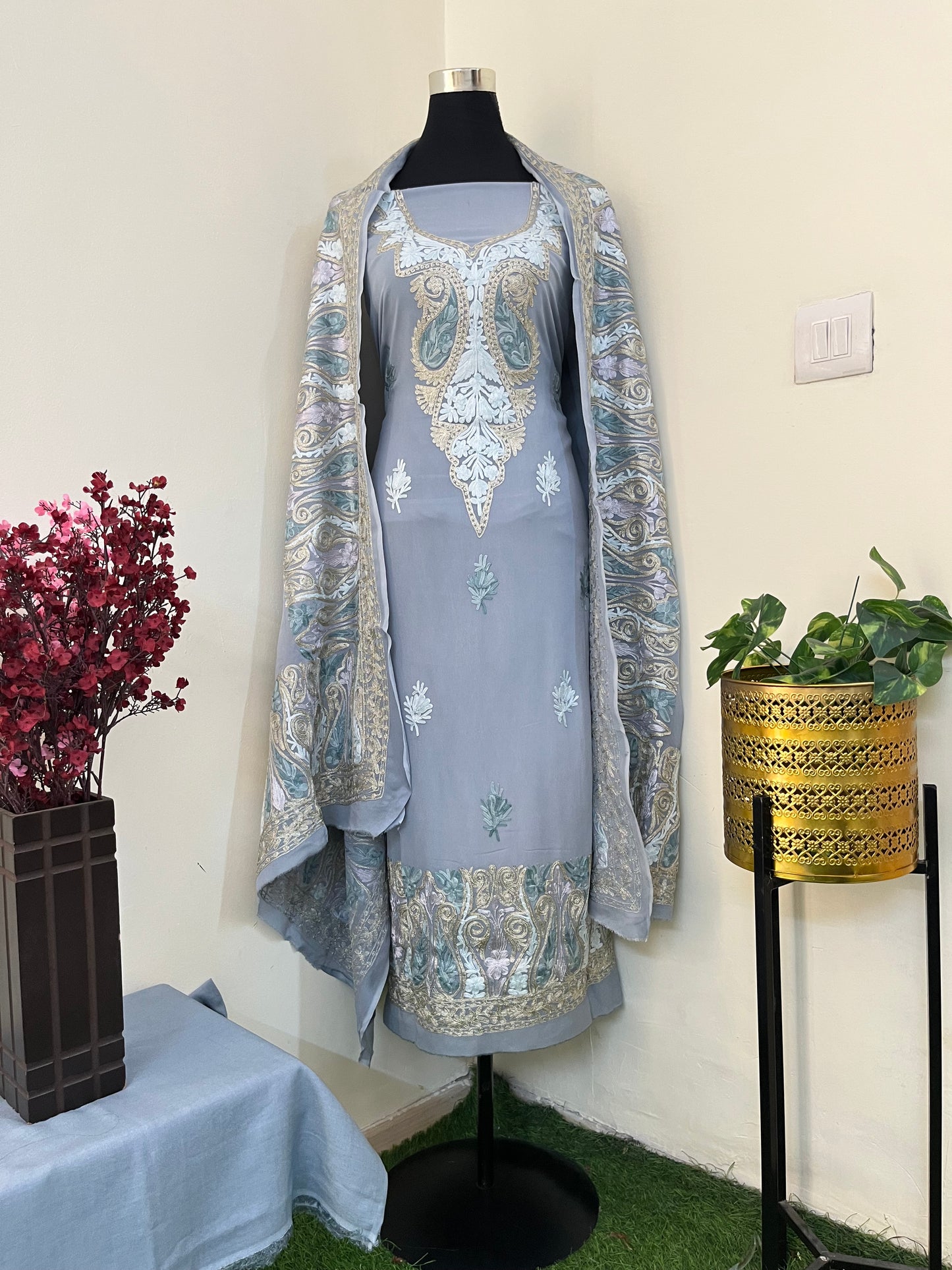 Georgette 3 Pc Aari Embroidered Suit