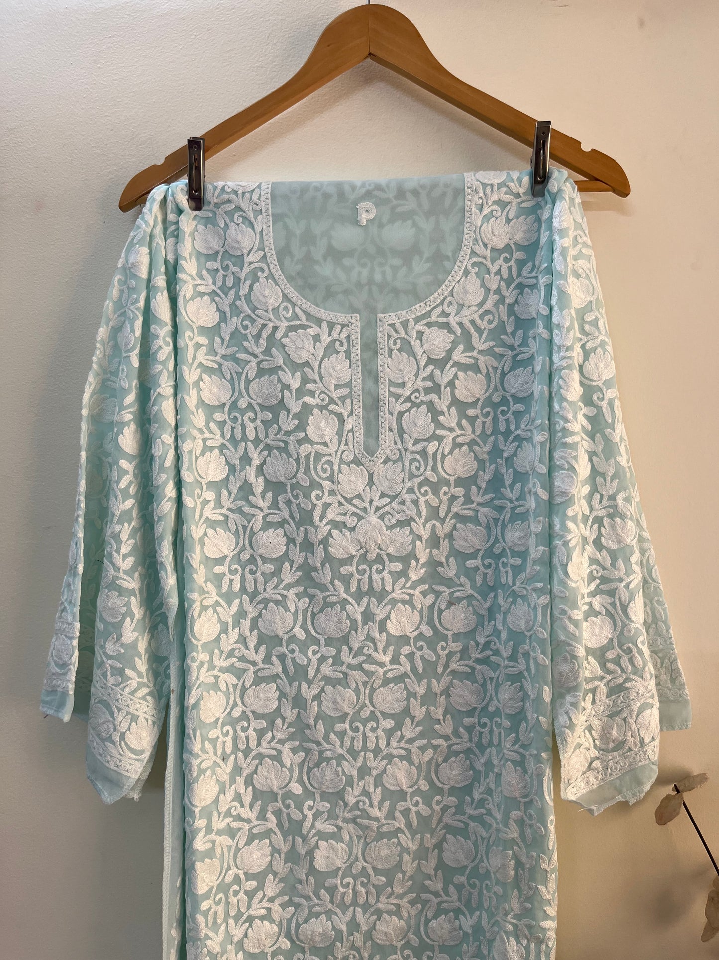 Georgette Front Back Jaal Kashmiri Semi Stitched Kurta