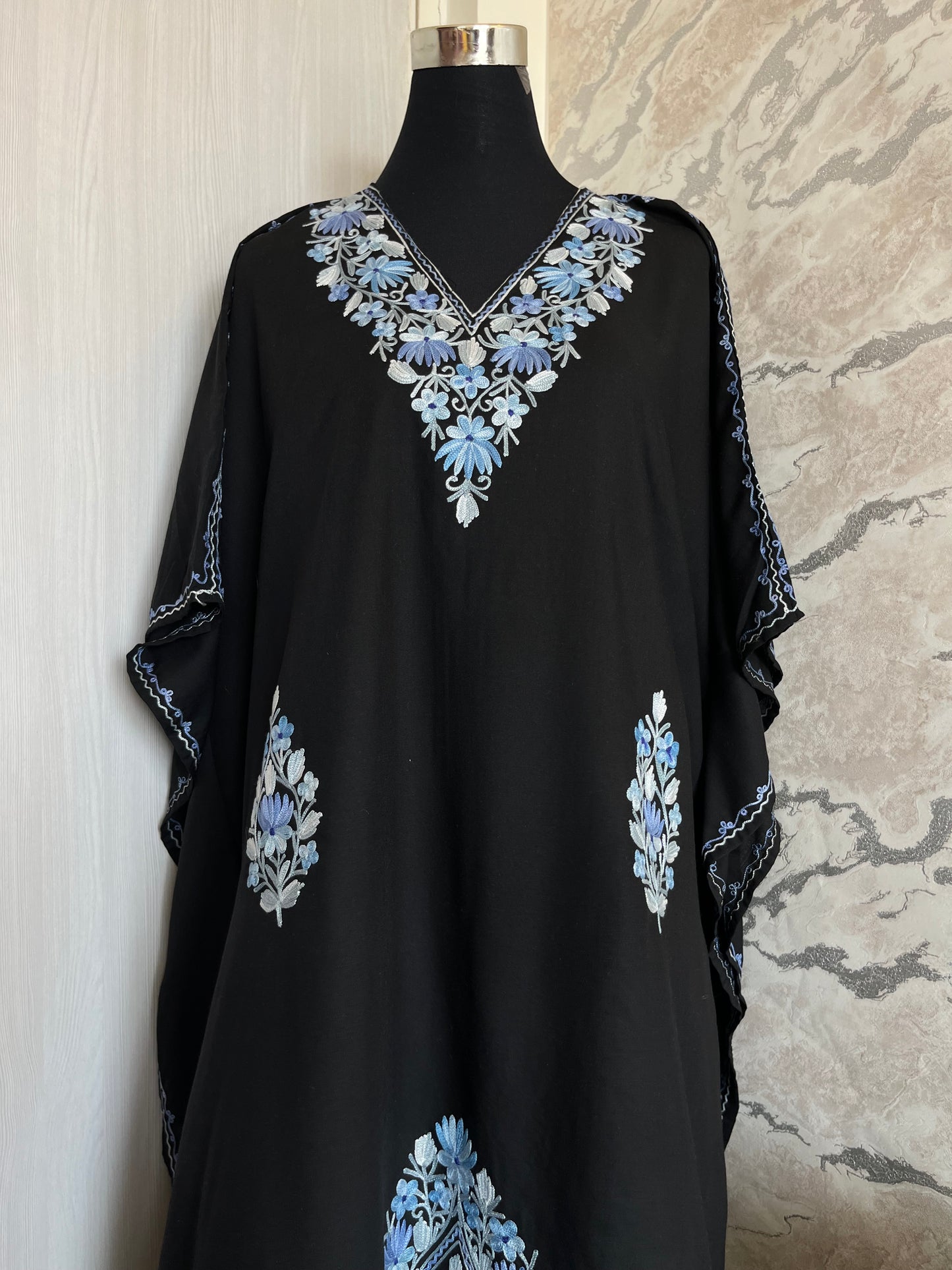 Black Cotton Aari embroidered Kaftan