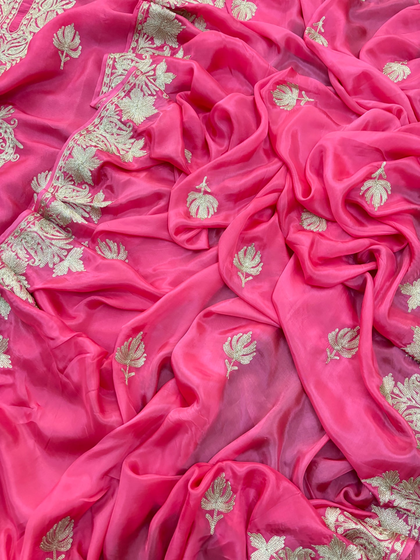 Pink Silk Tilla Embroidered Suit material