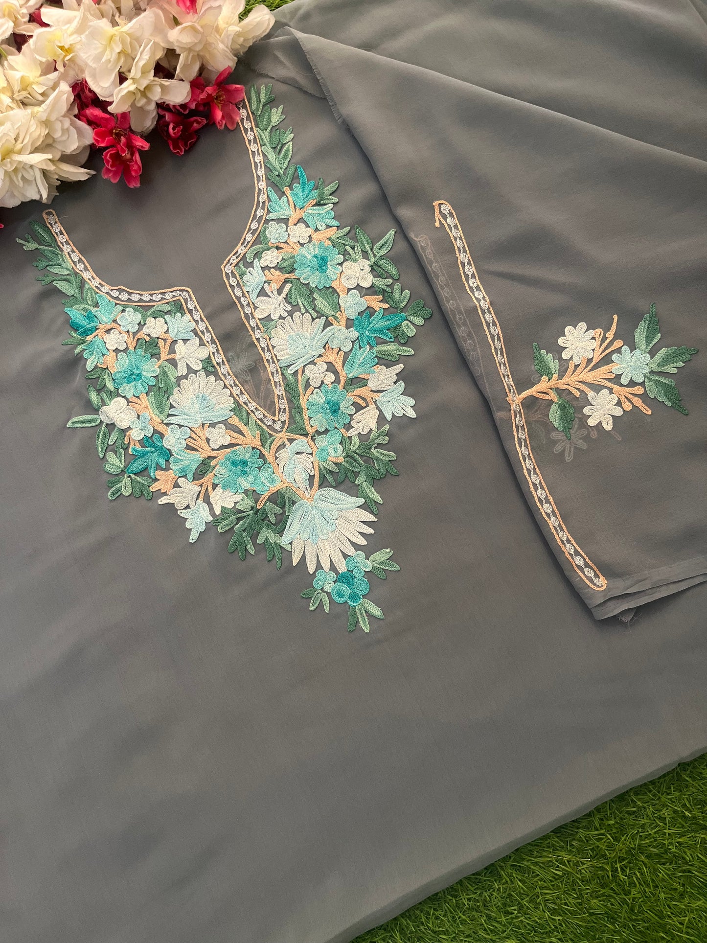 Georgette Unstitched Kashmiri Kurta