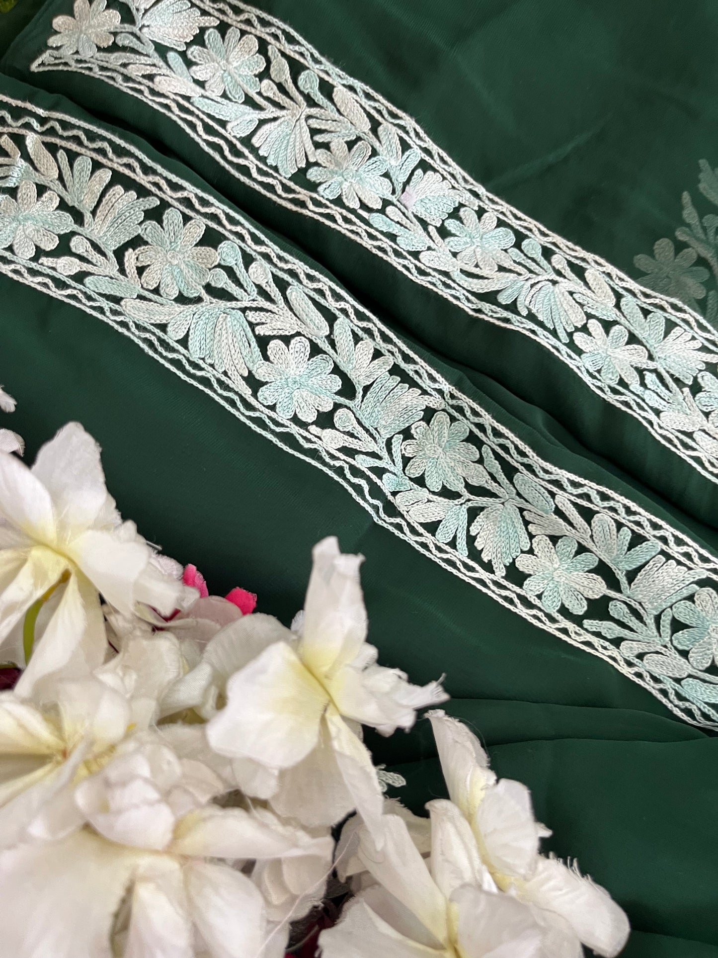 Georgette Green 3 Pc Aari Embroidered Suit Set