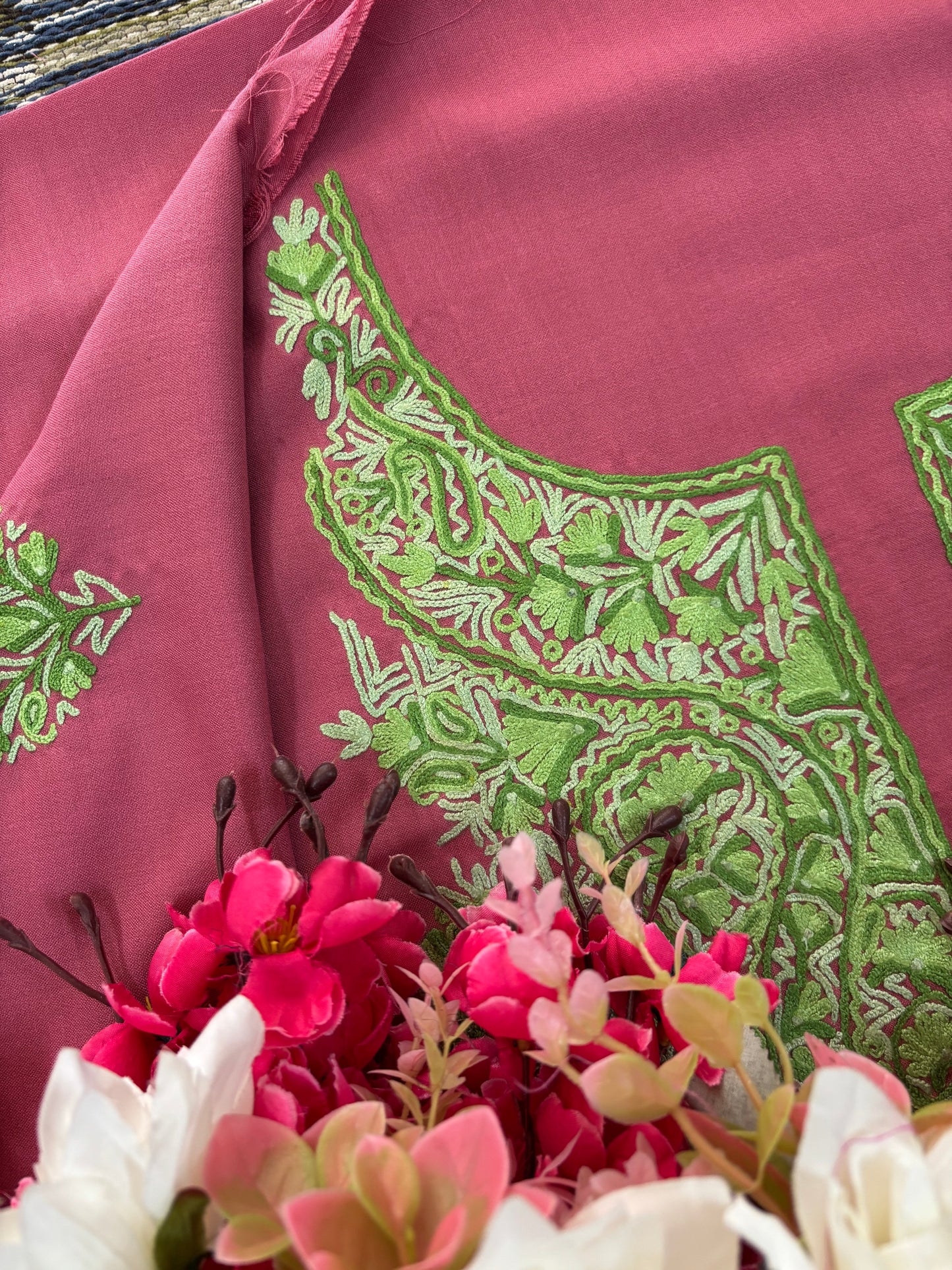 Pink Cotton Cord Set (Hand Embroidered)