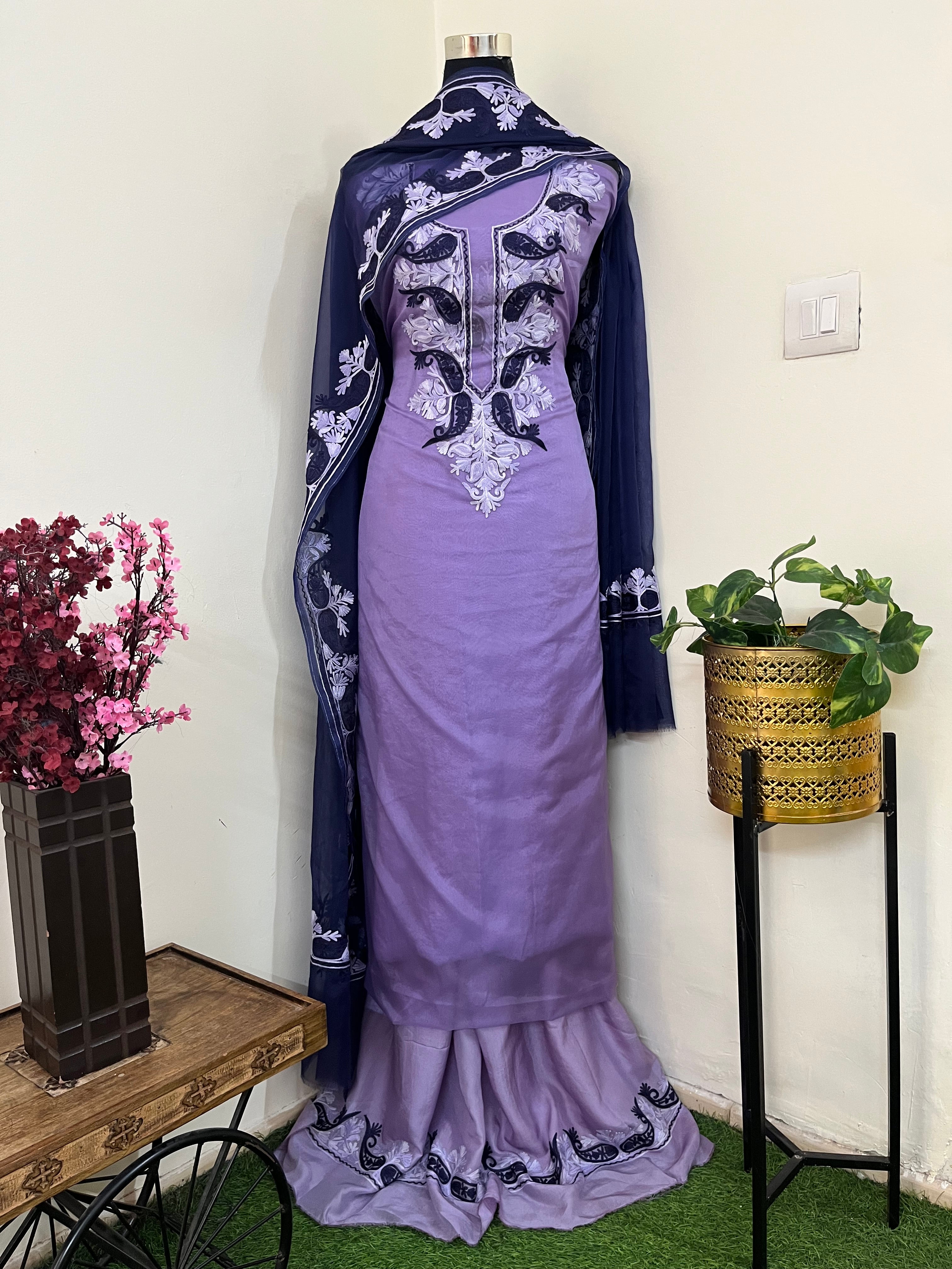 Lilac Soft Tissue Kashmiri Suit – Saugaat Station