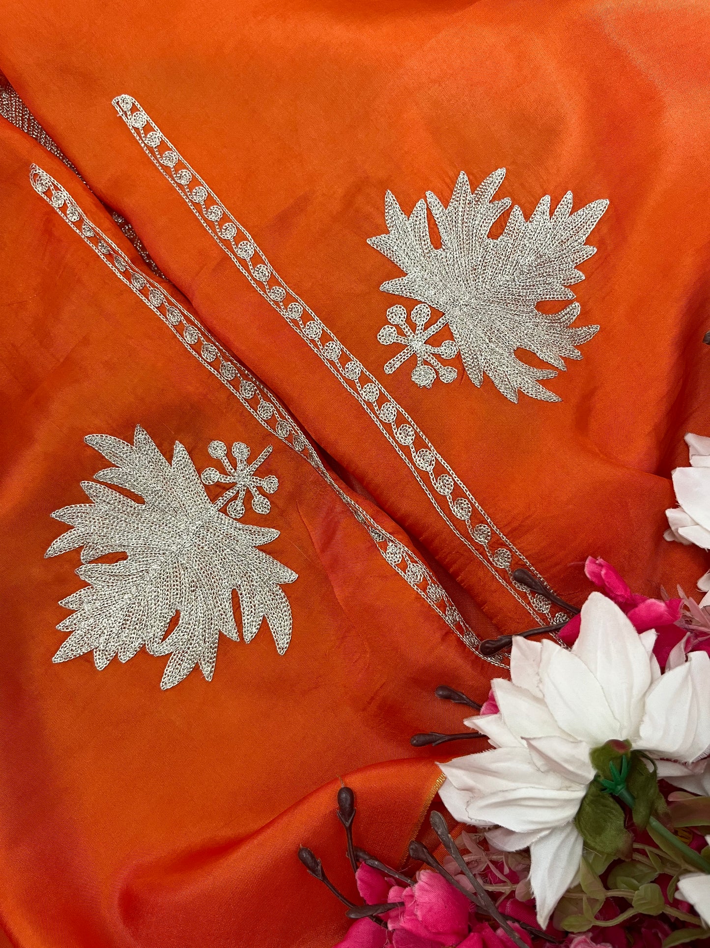 Orange Sanam’ Tilla Kashmiri Silk Suit