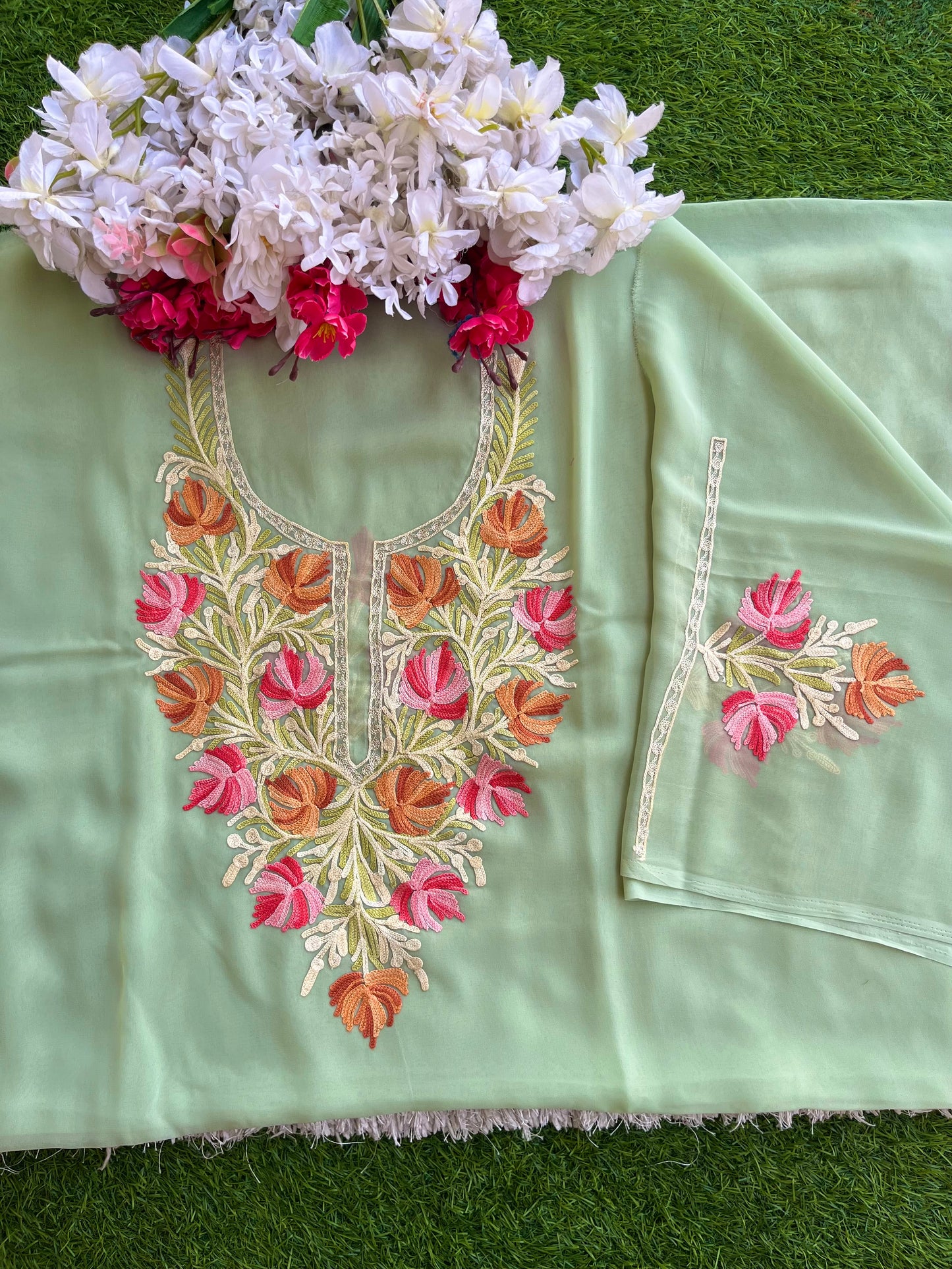 Georgette Unstitched Kashmiri Kurta