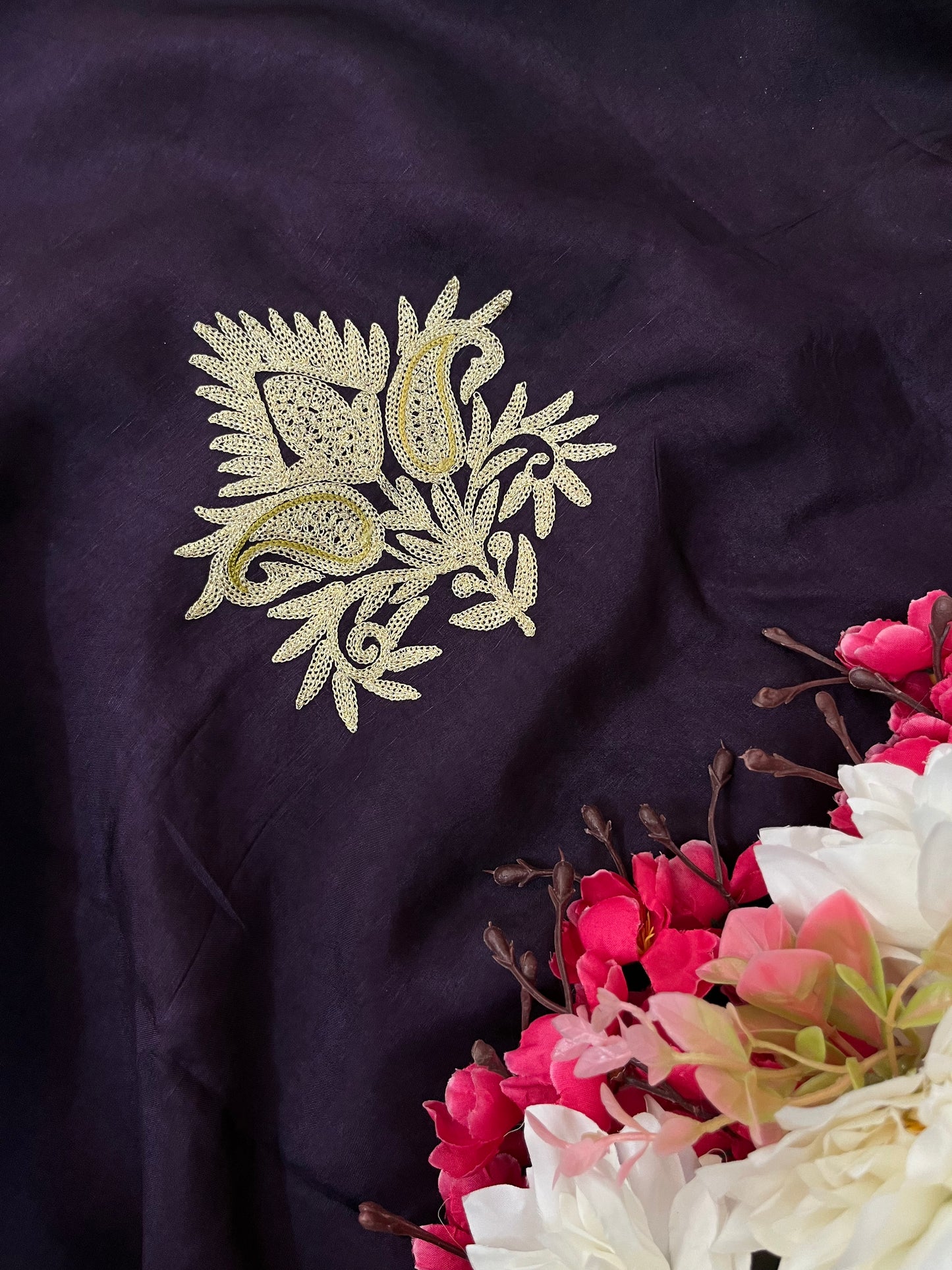 Violet Silk Aari Tilla Fusion Suit