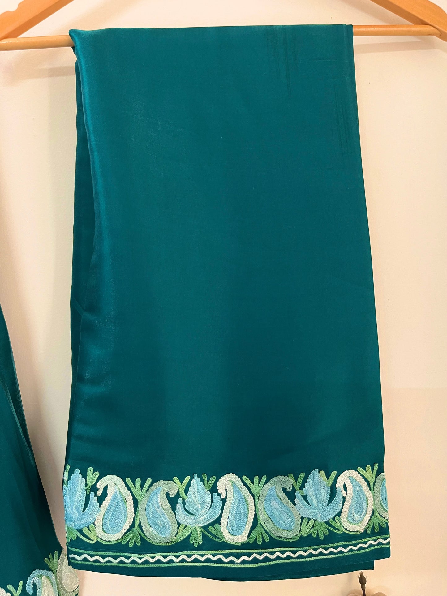 Green Shimmer Silk Stitched Co-ord Set
