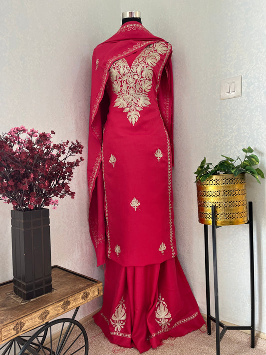 Carrot Pink Tilla Embroidered 3pc Suit Stole