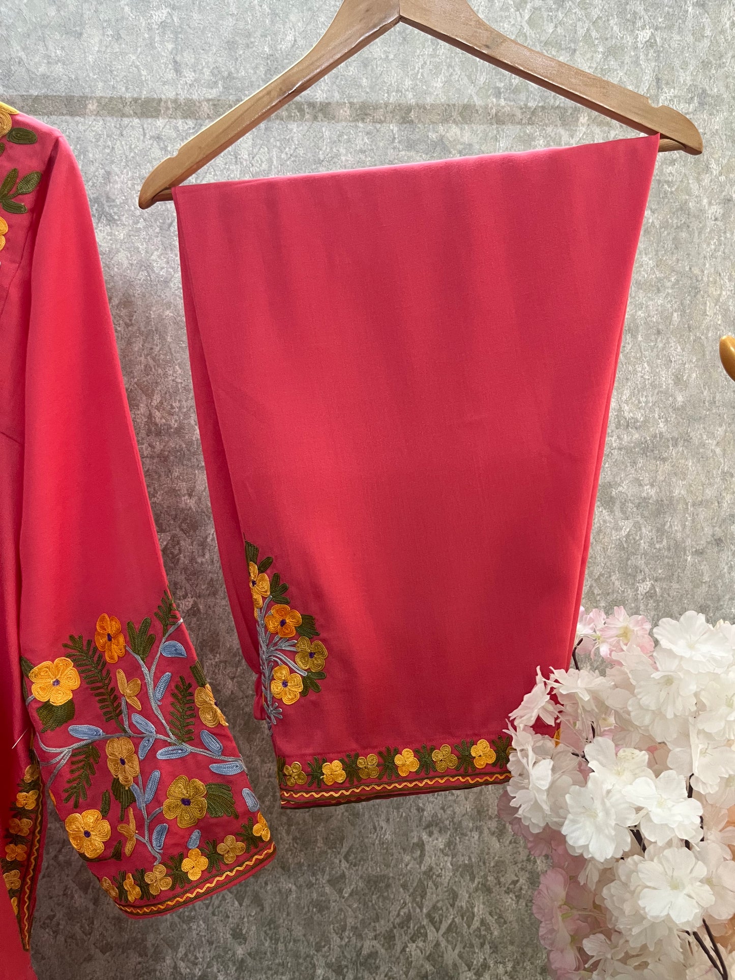 Pink Cotton Front Jaal Pheran Set Size (48)