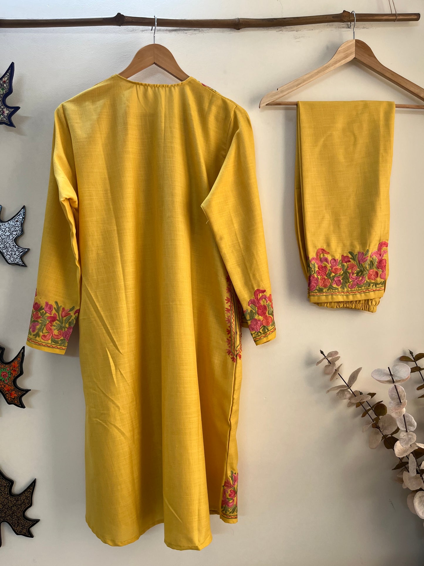 Yellow Cotton Stitched Co-ord Set (L/XL)