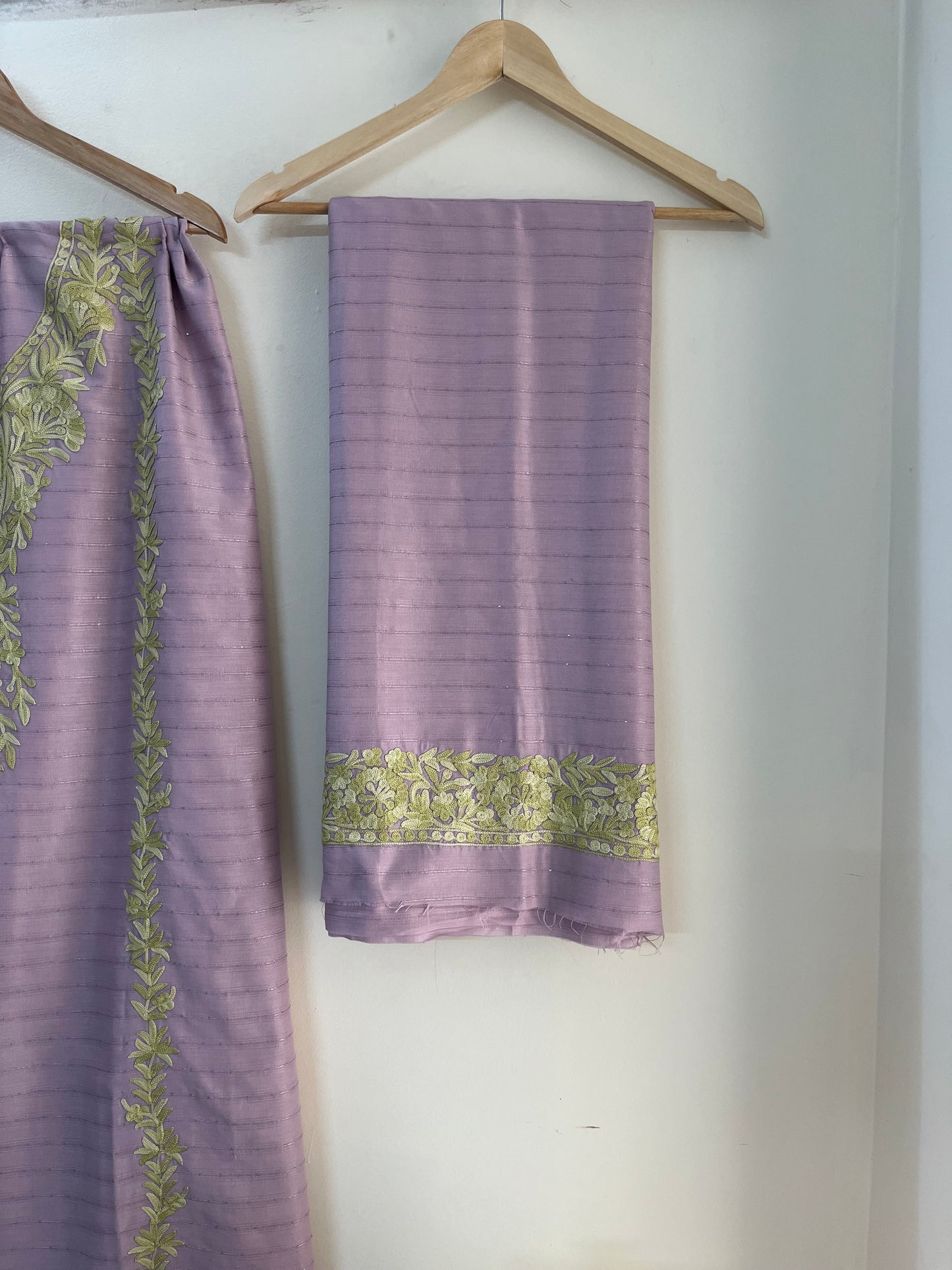 Lavender Muslin Cotton Striped Pattern Unstitched Co-ord Set