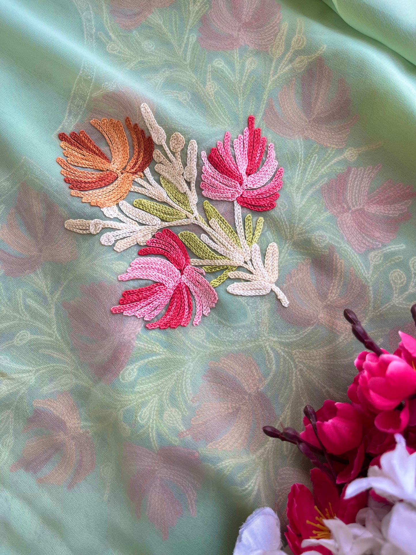 Georgette Unstitched Kashmiri Kurta