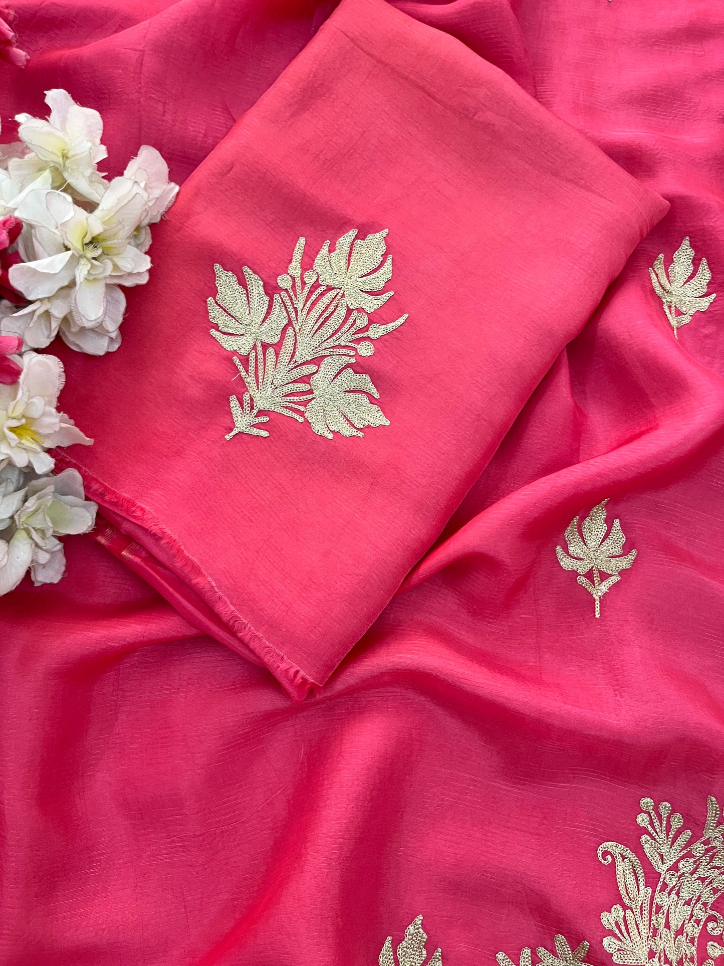 Pink Silk Tilla Embroidered Suit material