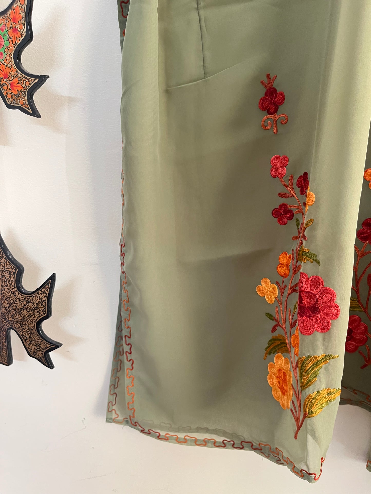 Georgette Green Aari embroidered Kaftan