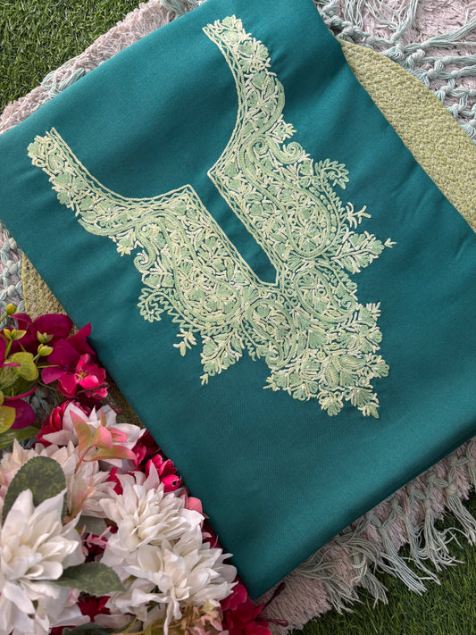 Green Cotton Cord Set (Hand Embroidered)