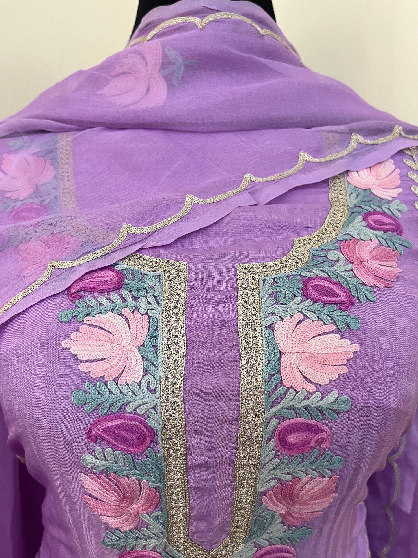 Sanam’ Silk Aari Embroidered Suit material