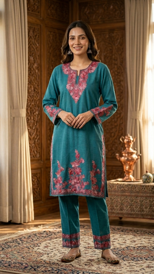 Blue Cotton Stitched Co-ord Set (40)