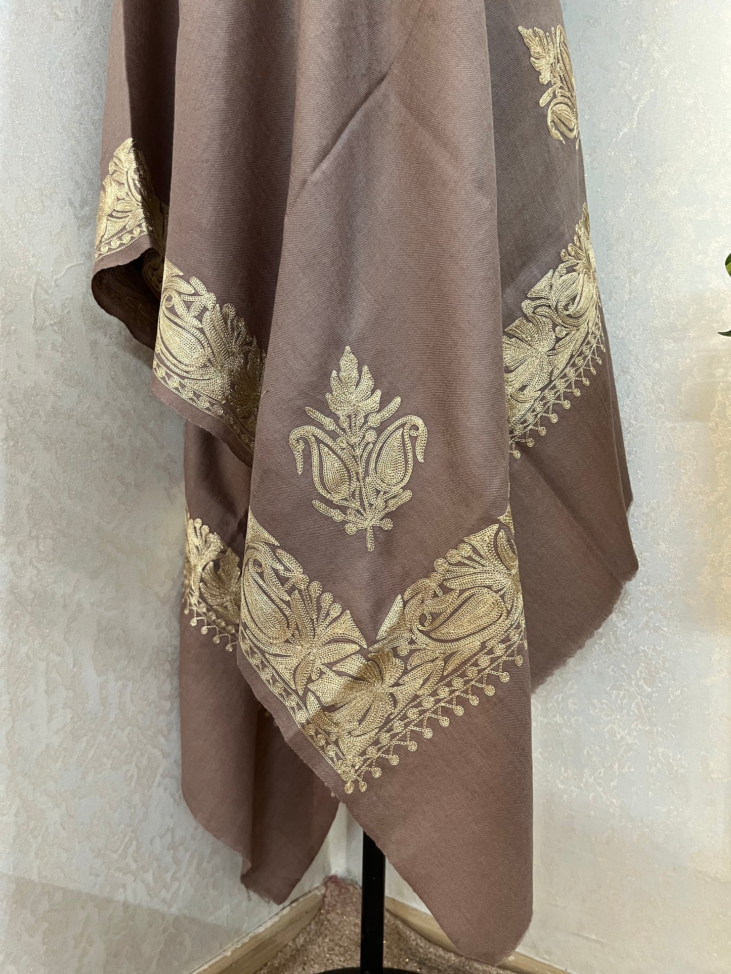 Semi Pashmina Tilla Embroidered stole