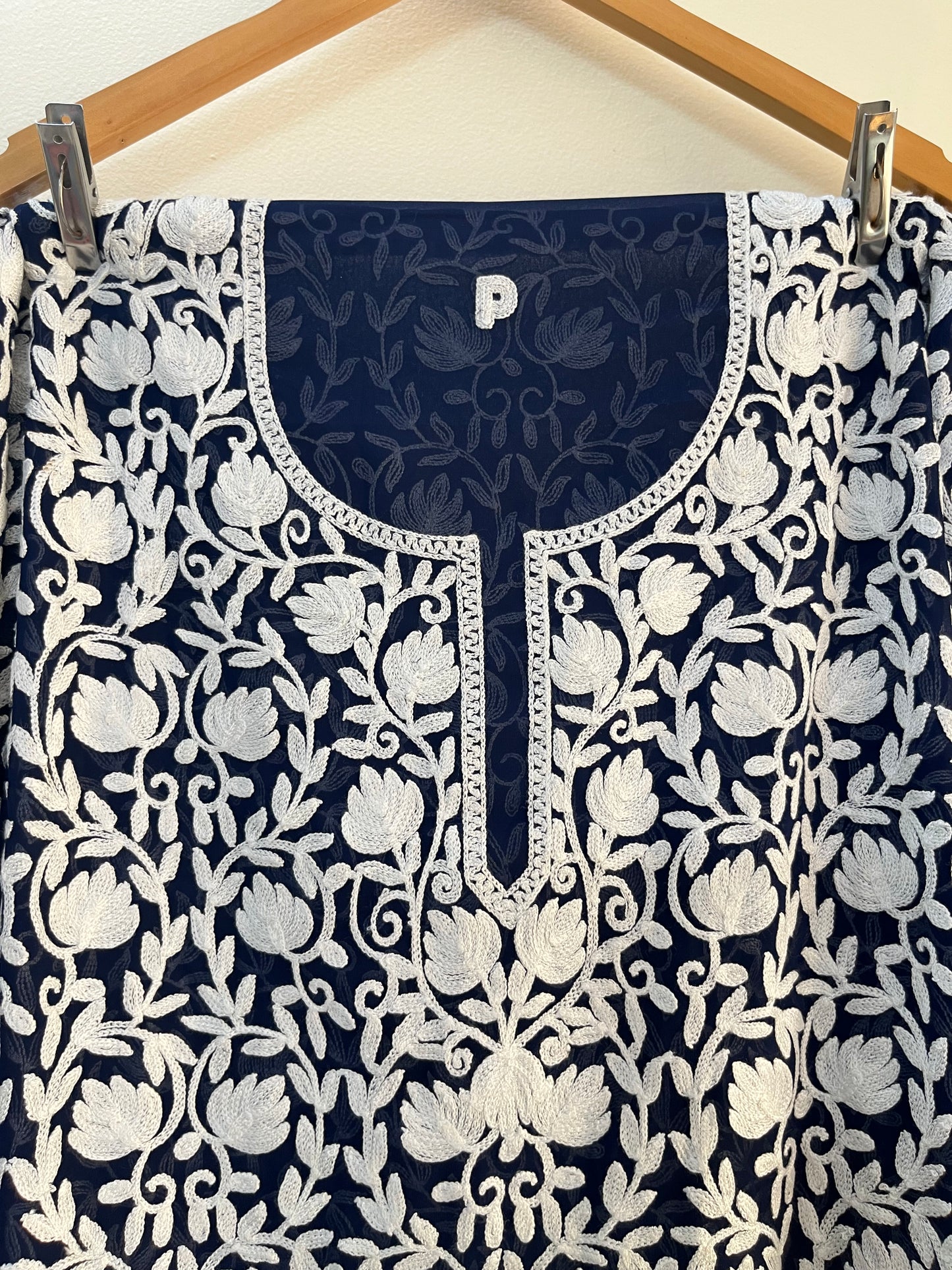 Georgette Front Back Jaal Kashmiri Semi Stitched Kurta