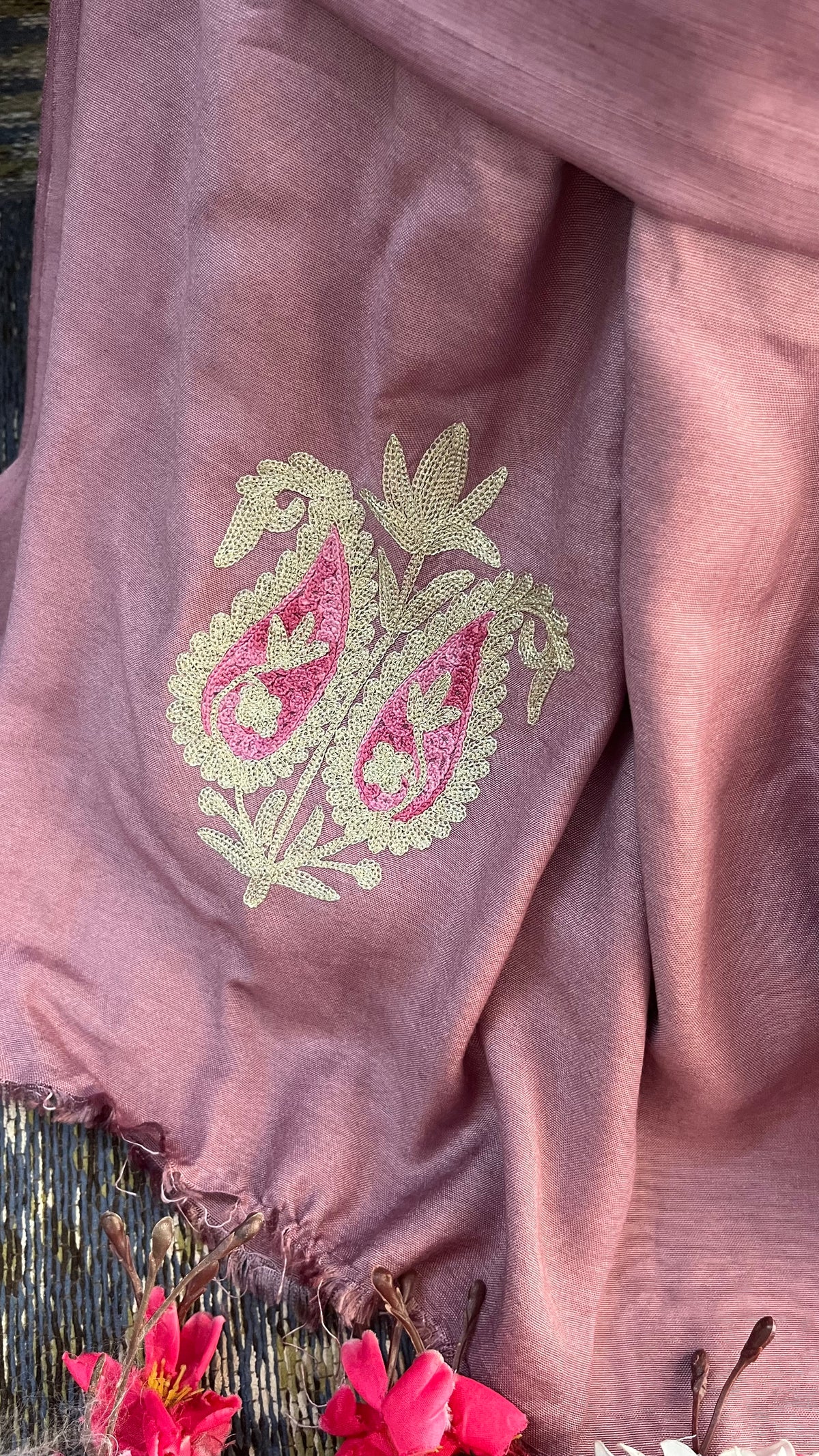 Mauve Russian Silk Kashmiri Suit