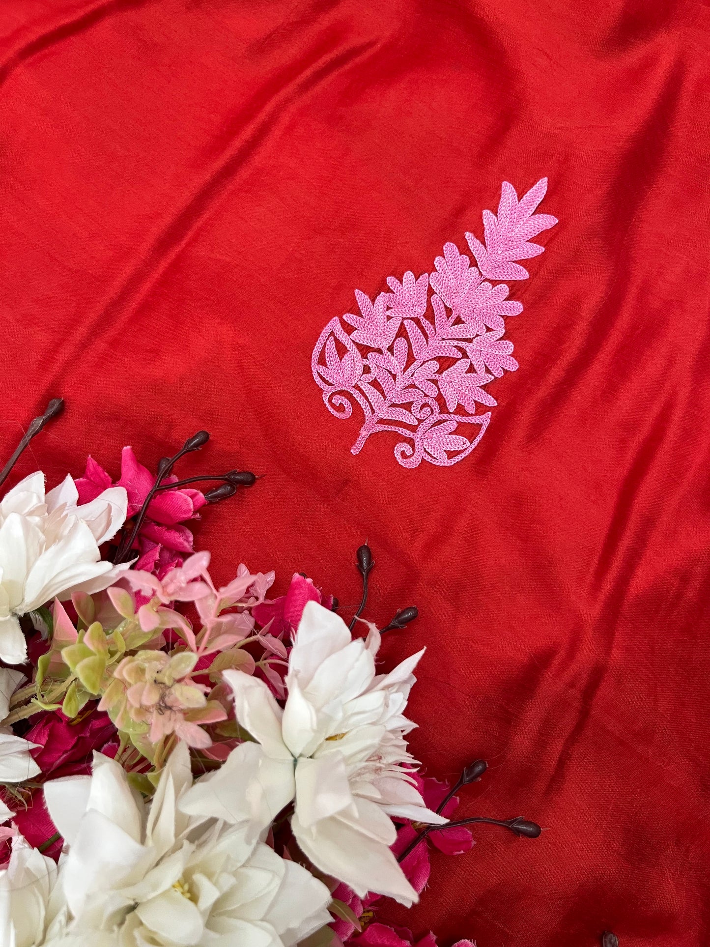 Red Chanderi Silk Kashmiri Suit