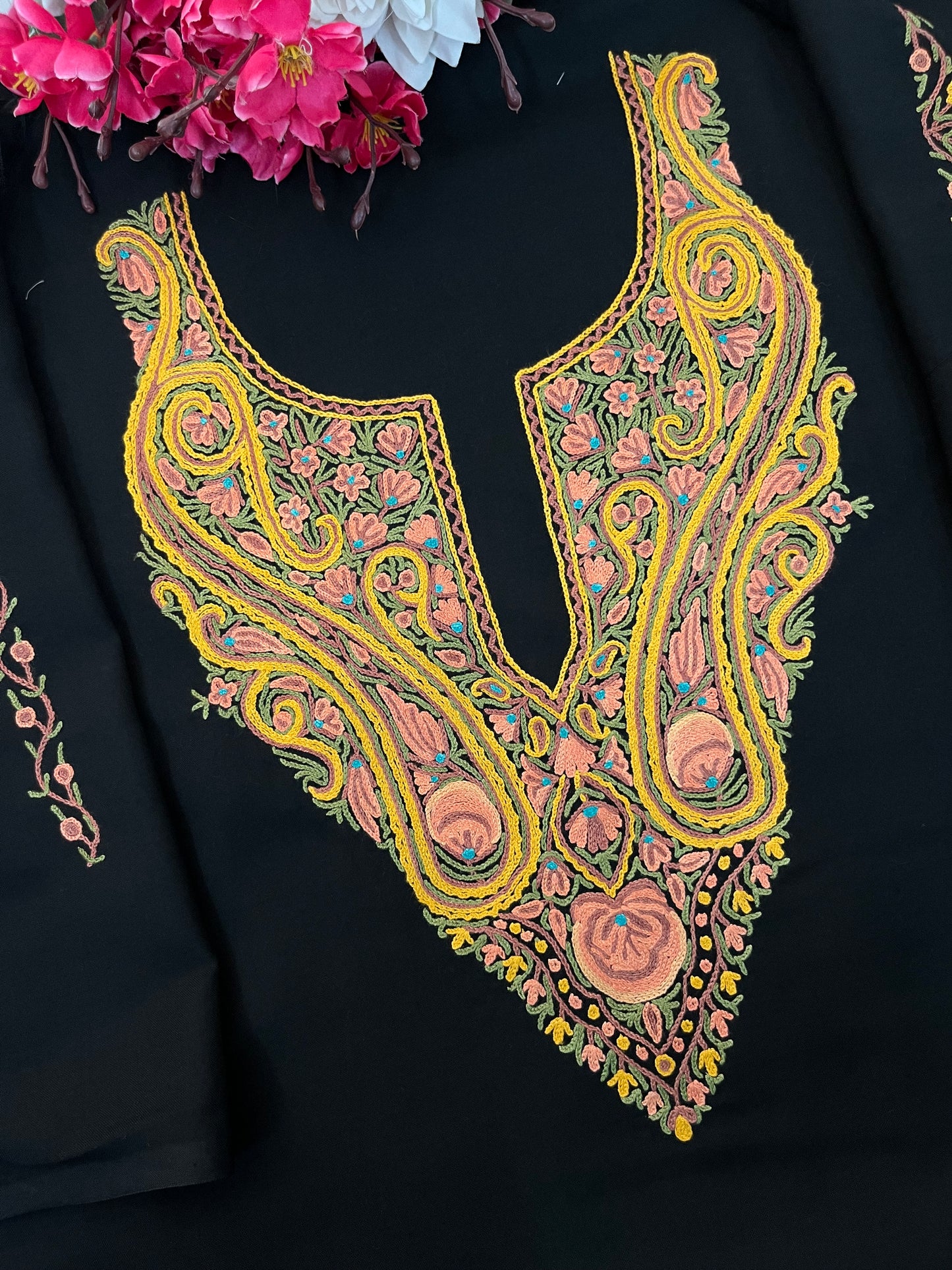 Black Cotton Cord Set (Hand Embroidered)