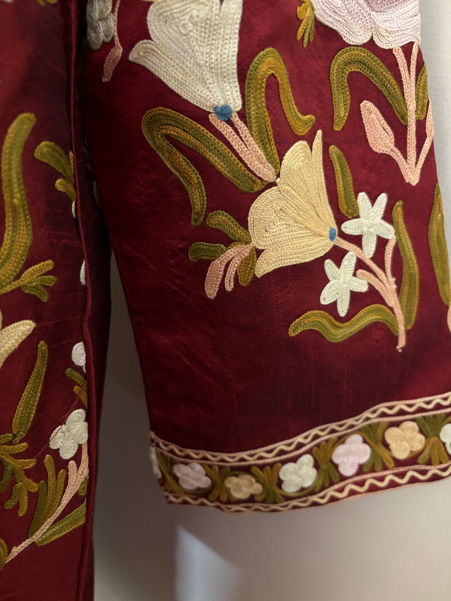 Maroon Aari Embroidered Silk Jacket ‘L’