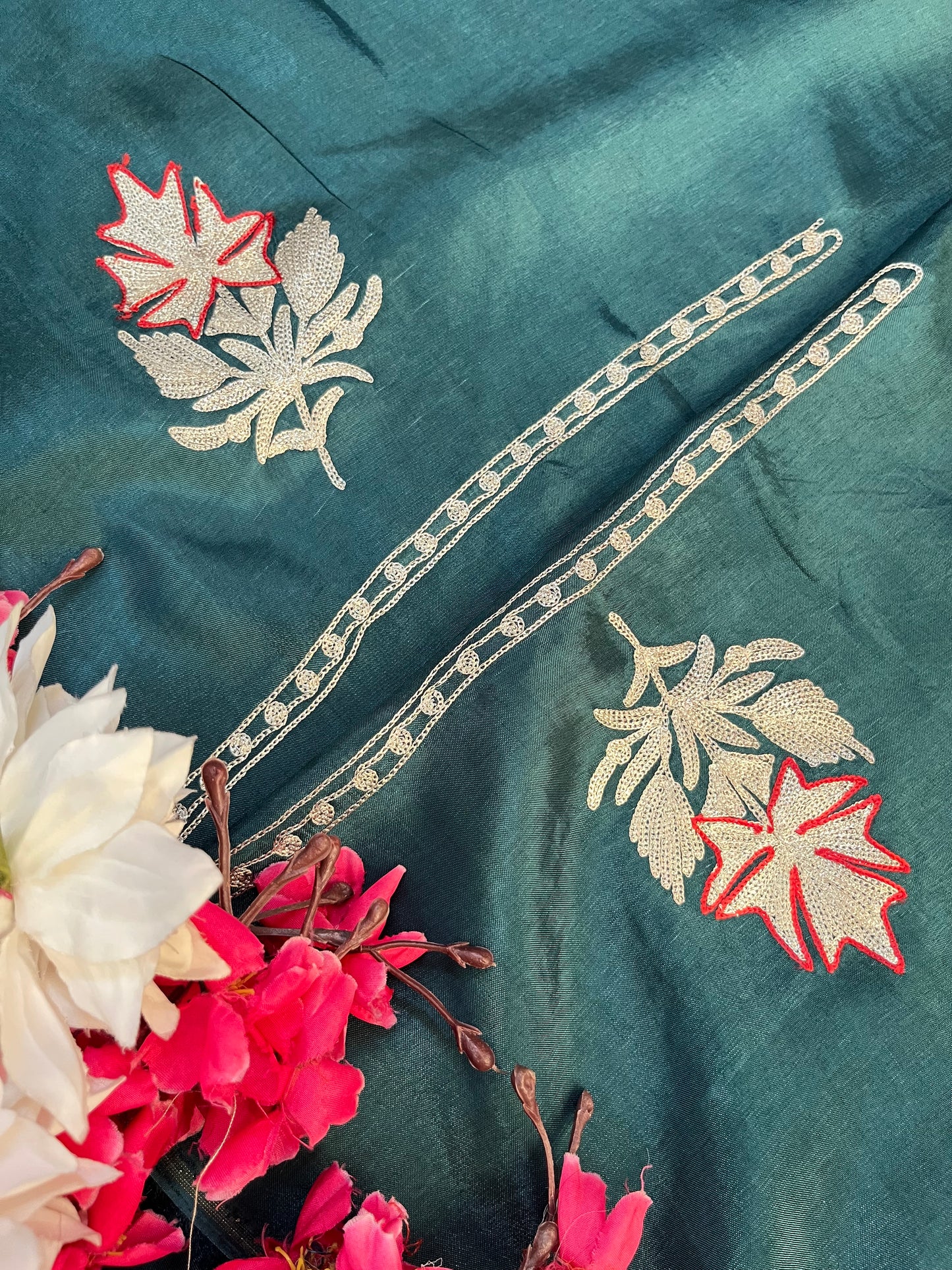 Green Silk Tilla Kashmiri Suit