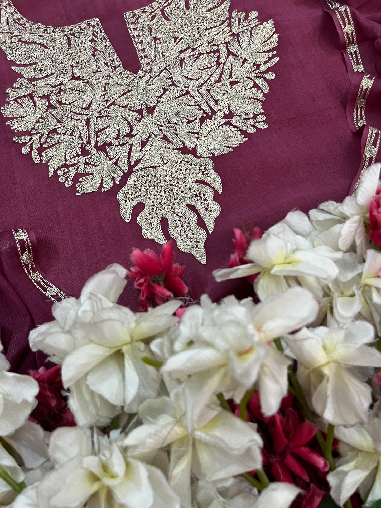 Sanam’ Onion Pink Silk Tilla Kashmiri Suit