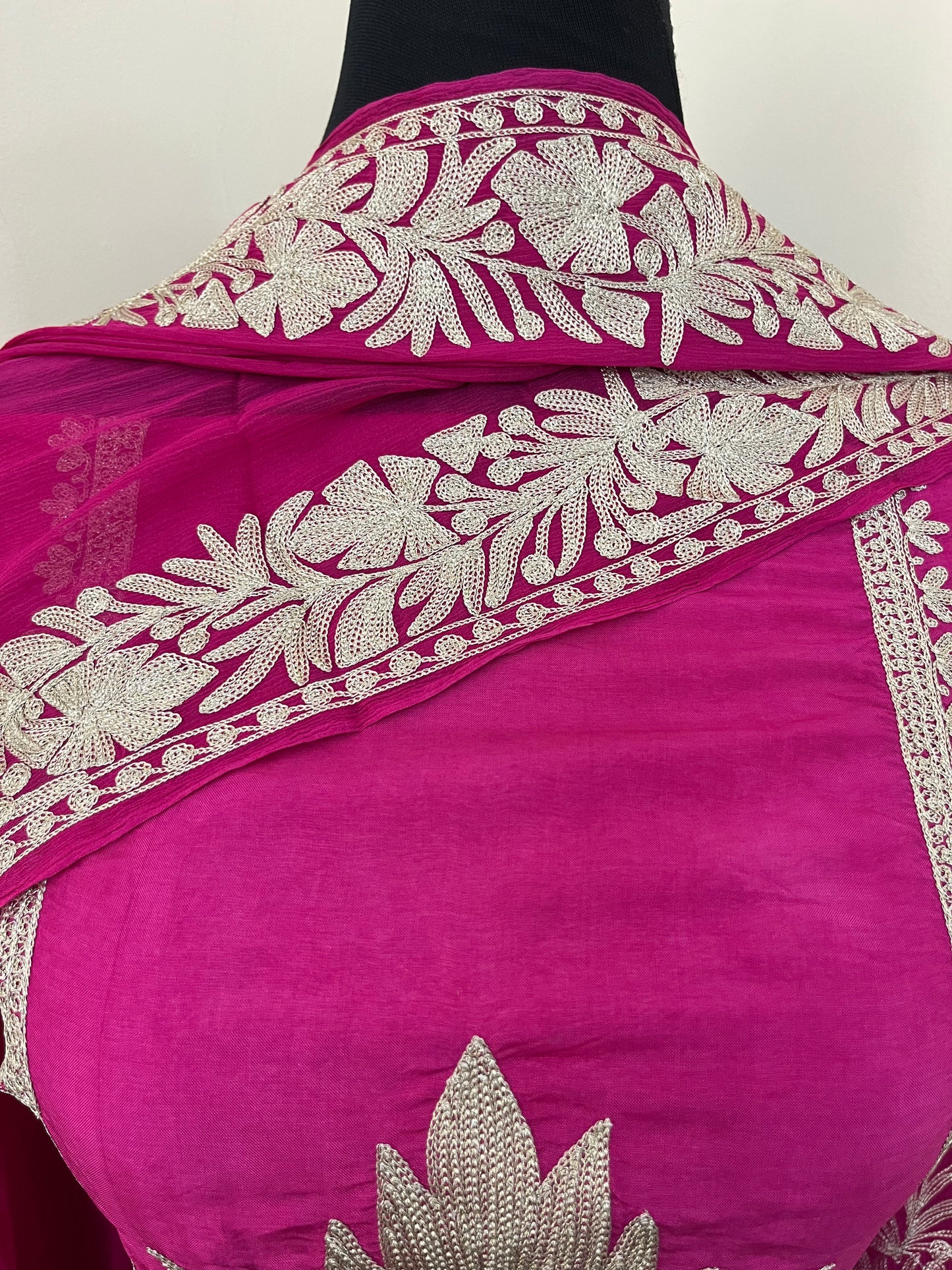 Sanam’ Fuchsia Pink Tilla Embroidered Suit material
