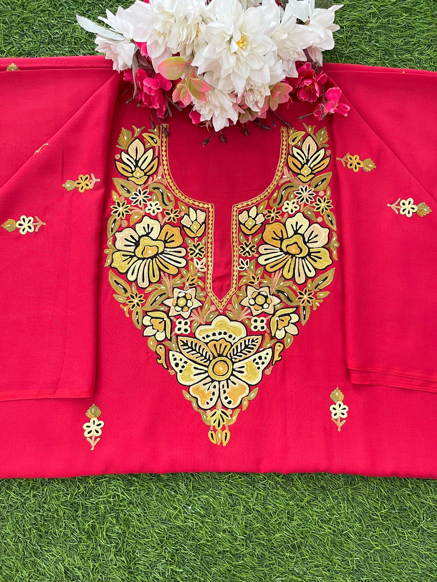 Red Cotton Unstitched Cord Set