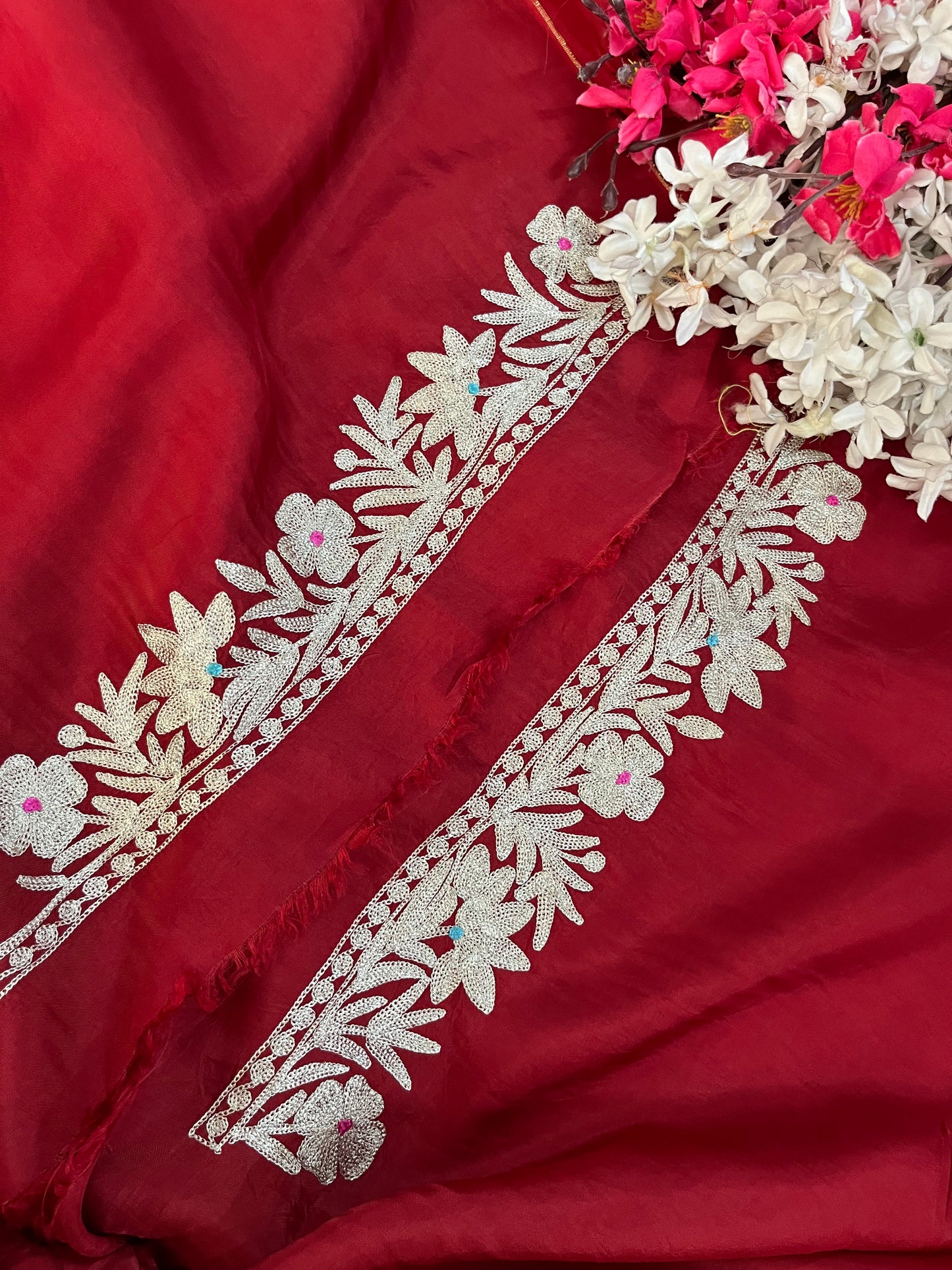 Maroon Opada Silk Kashmiri Suits