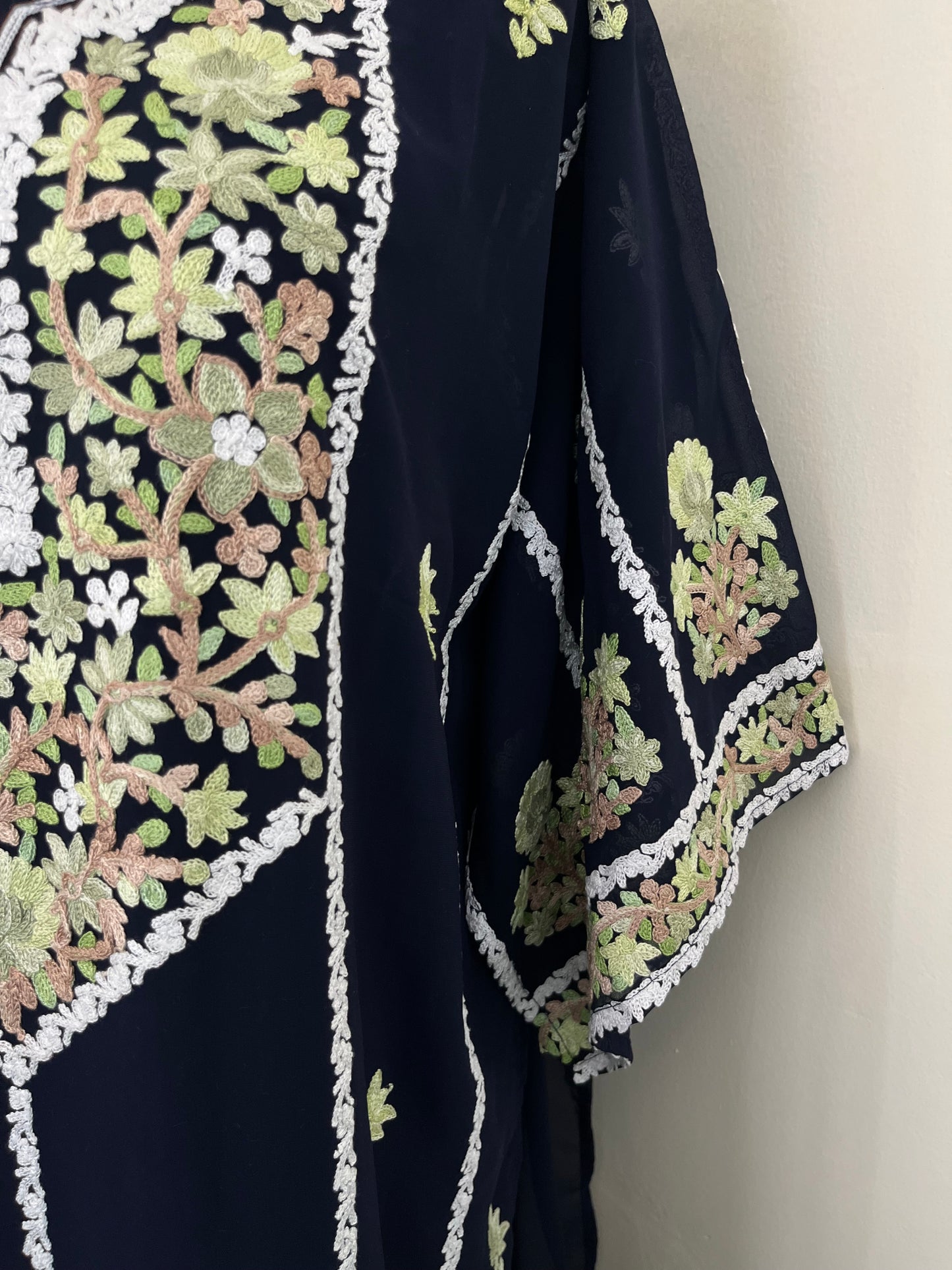 Black Georgette All over Work Aari Embroidered Unstitched Kurta