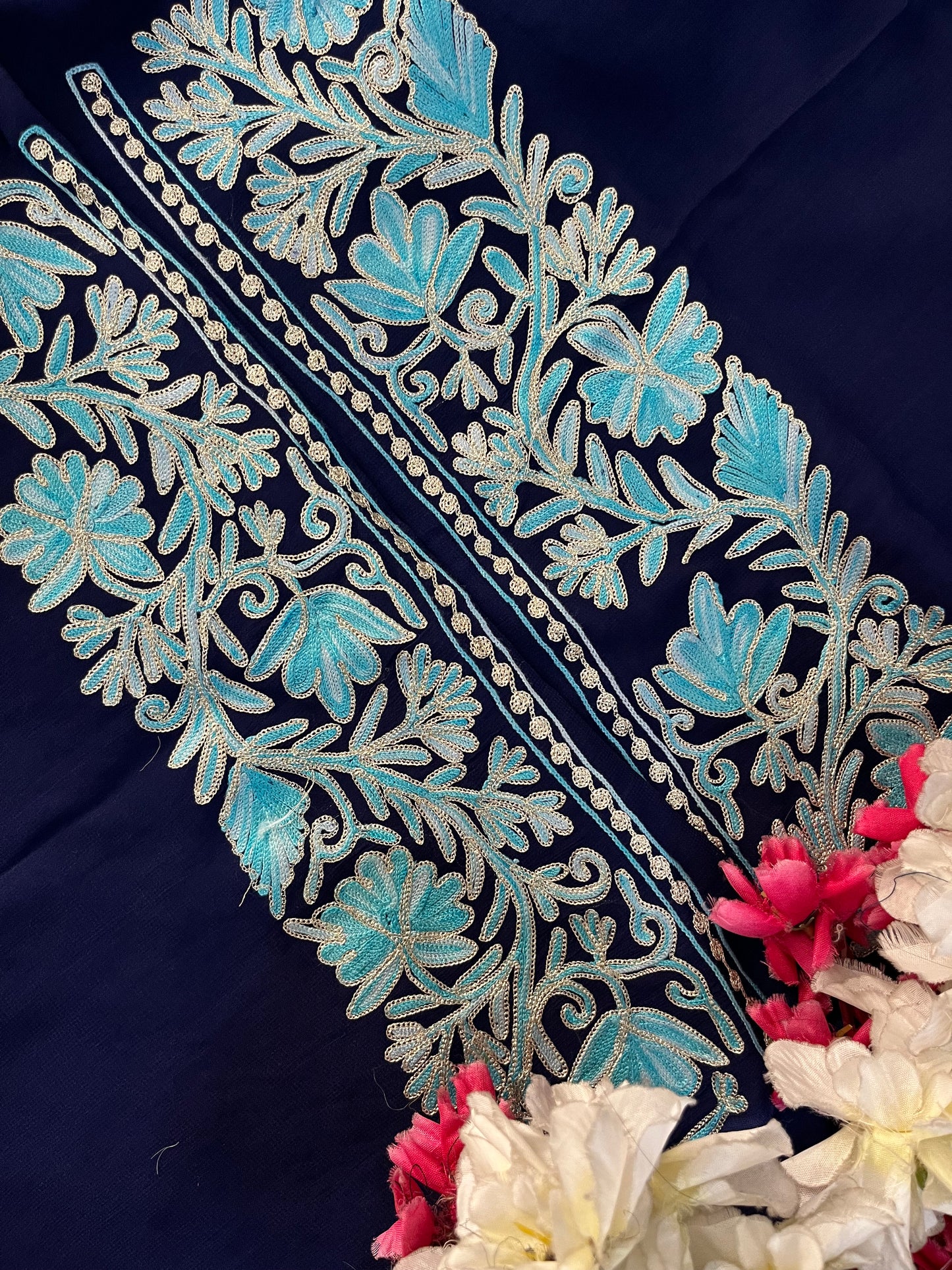 Blue Pure Georgette Achkan Kashmiri Suit