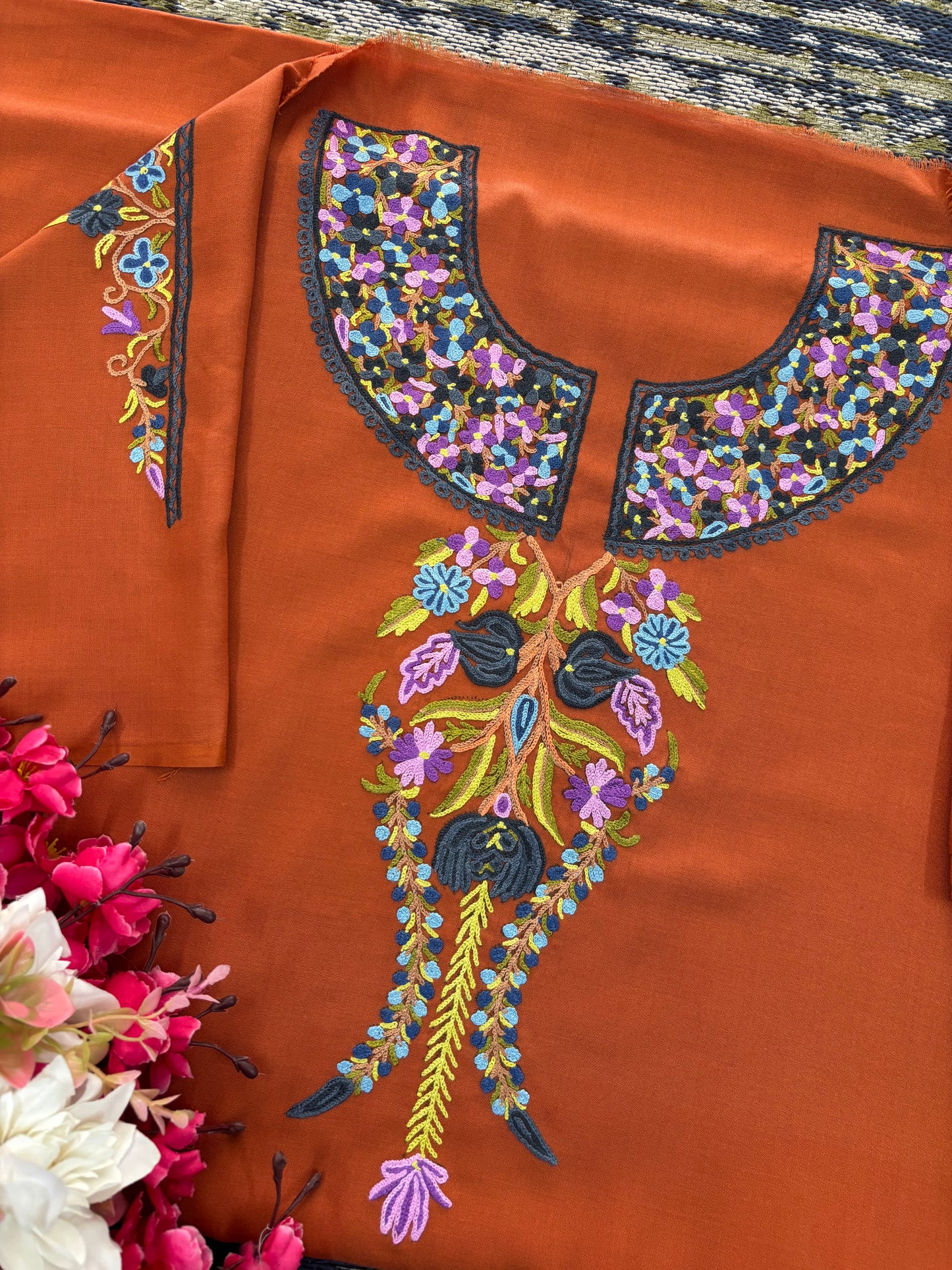 Orange Cotton Cord Set (Hand Embroidered)