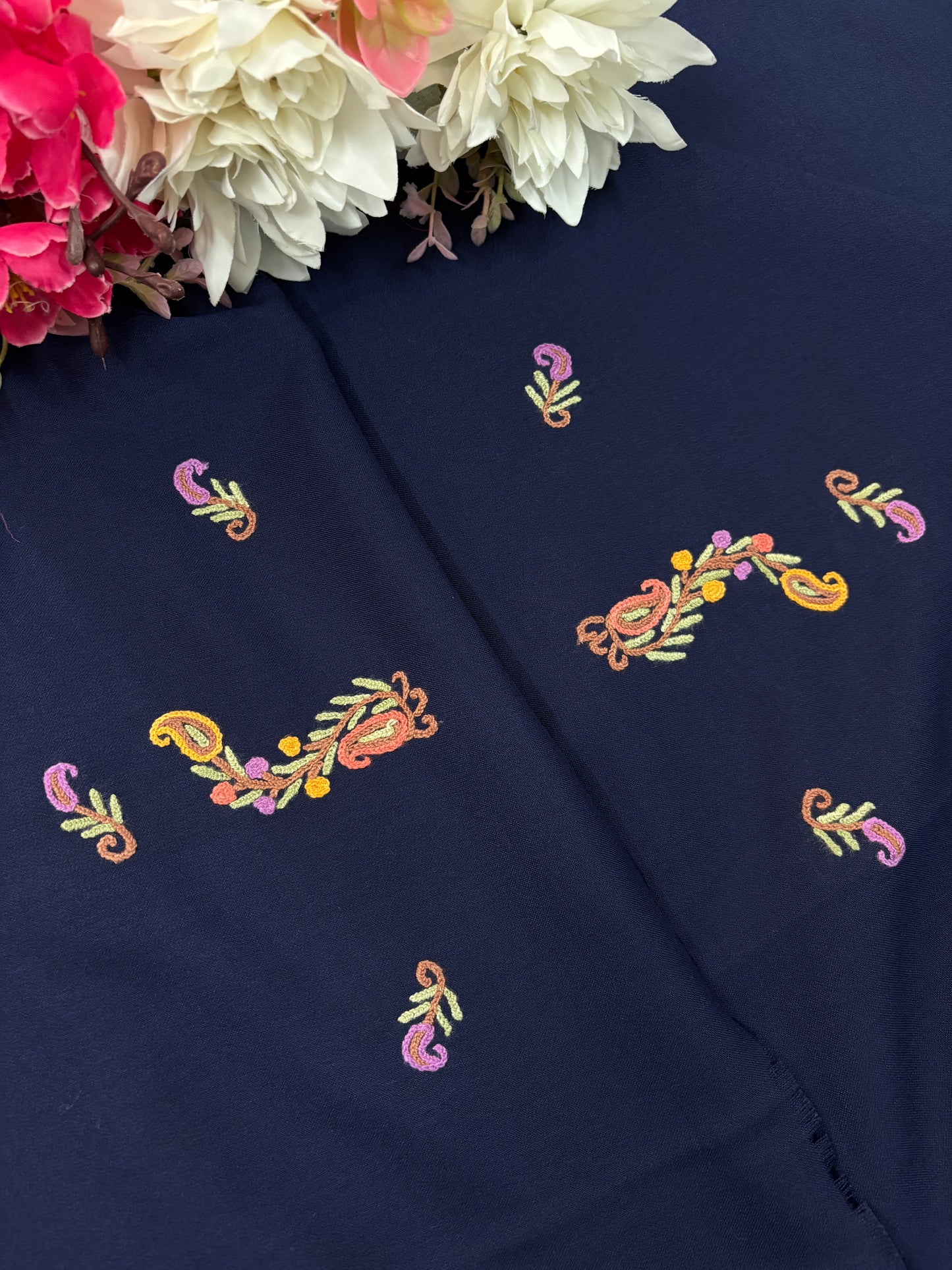 Cotton Blue Two Piece Set (Hand Embroidered)