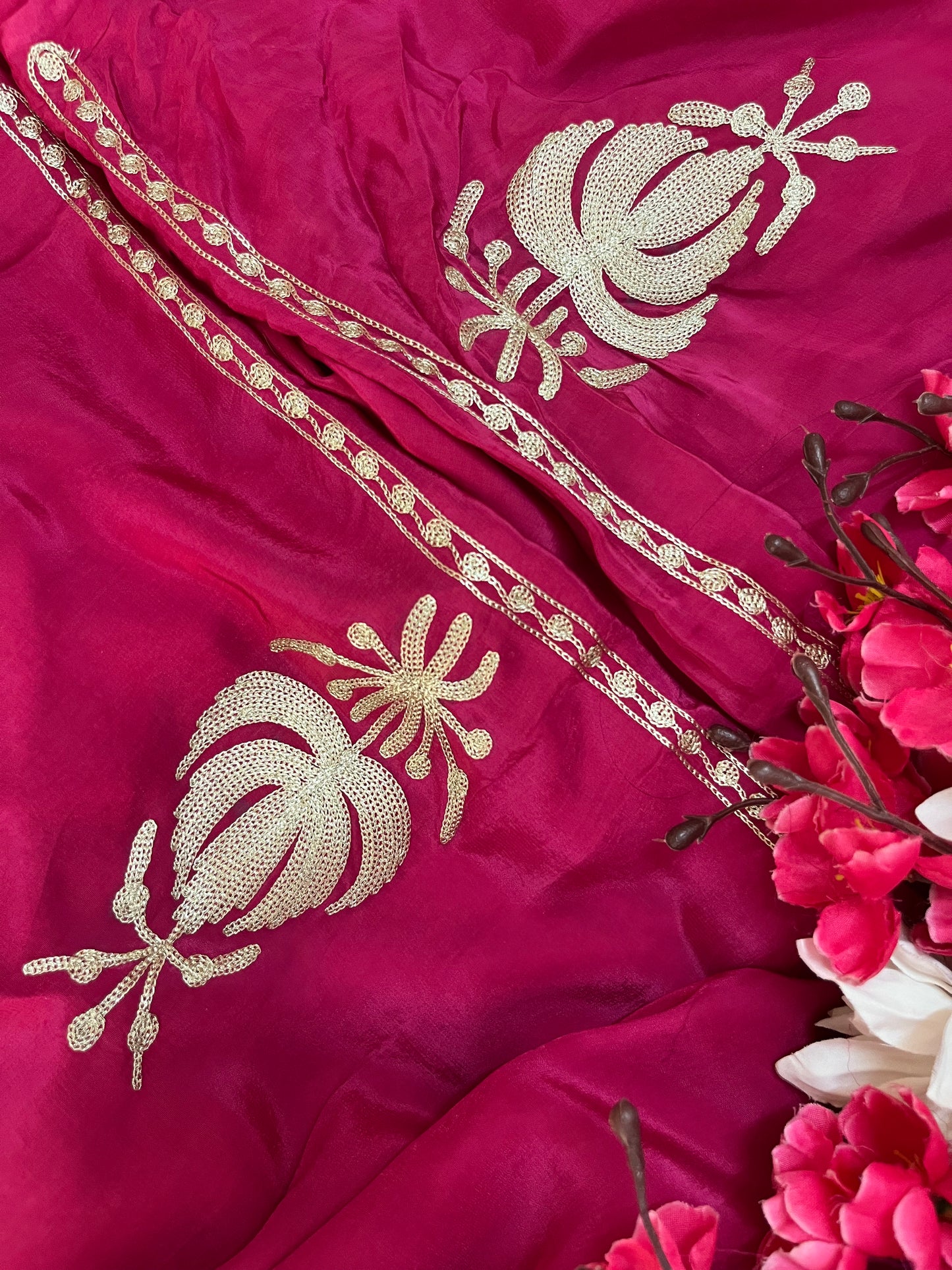 ‘Kalaa’ Hot Pink Crape Kashmiri Suit