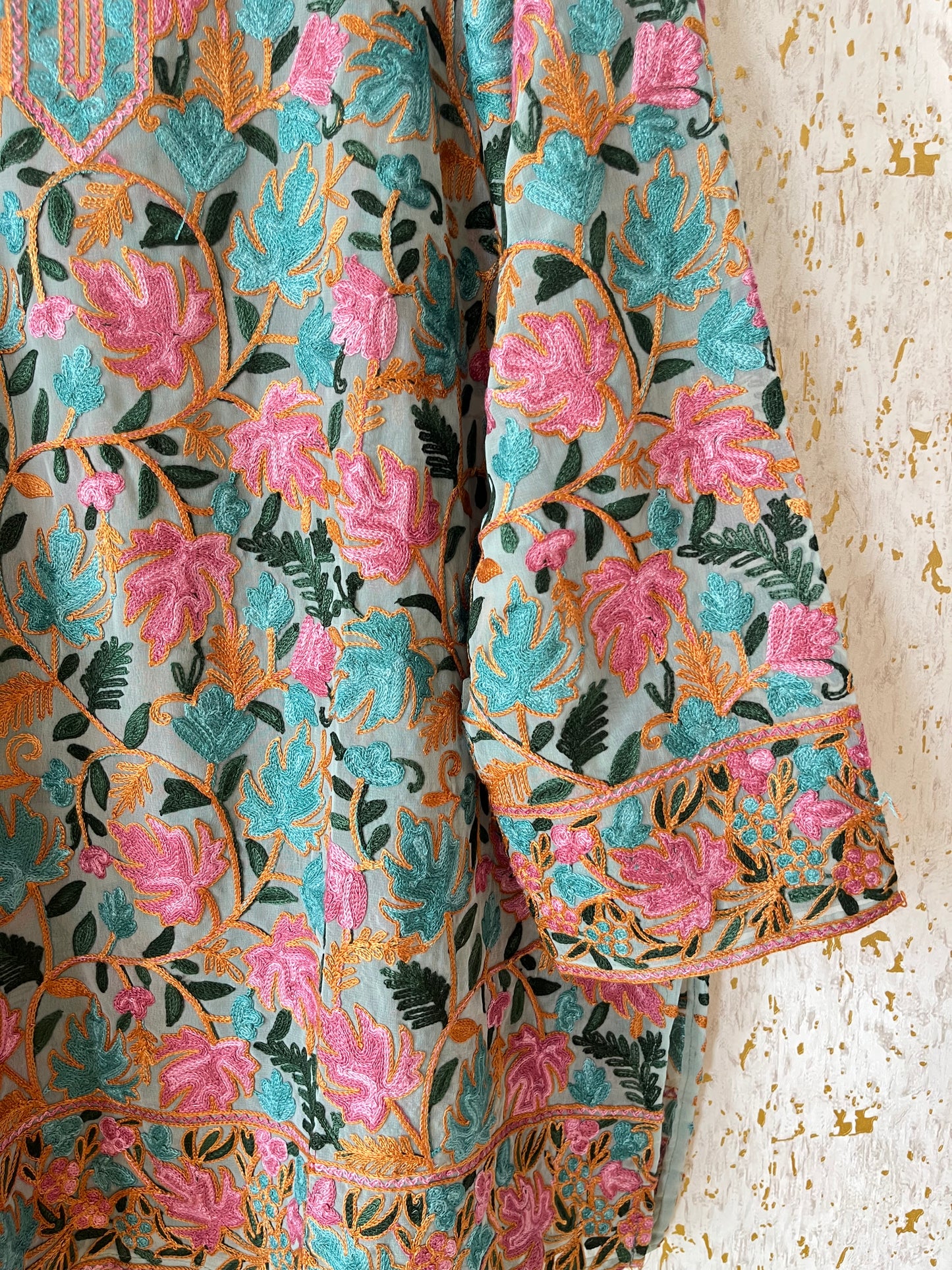 Lilac Georgette Jaal Work (Front & Back) Aari Embroidered Stitch