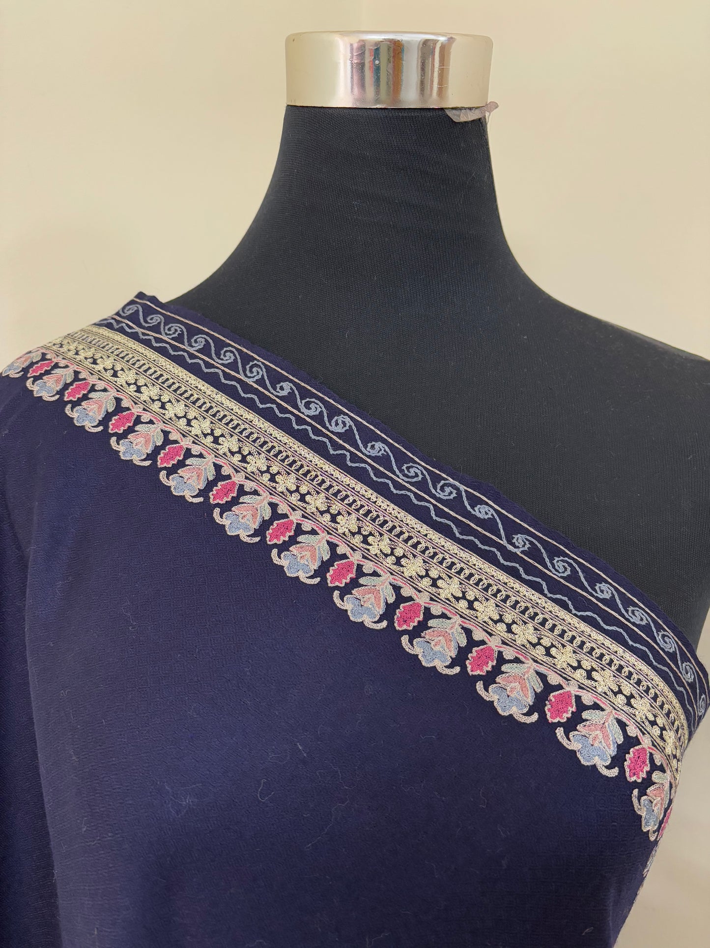 Midnight Blue Ambi Bael Kashmiri Stole