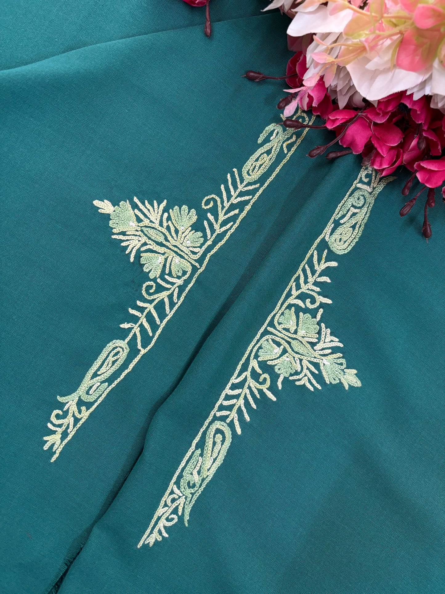 Green Cotton Cord Set (Hand Embroidered)
