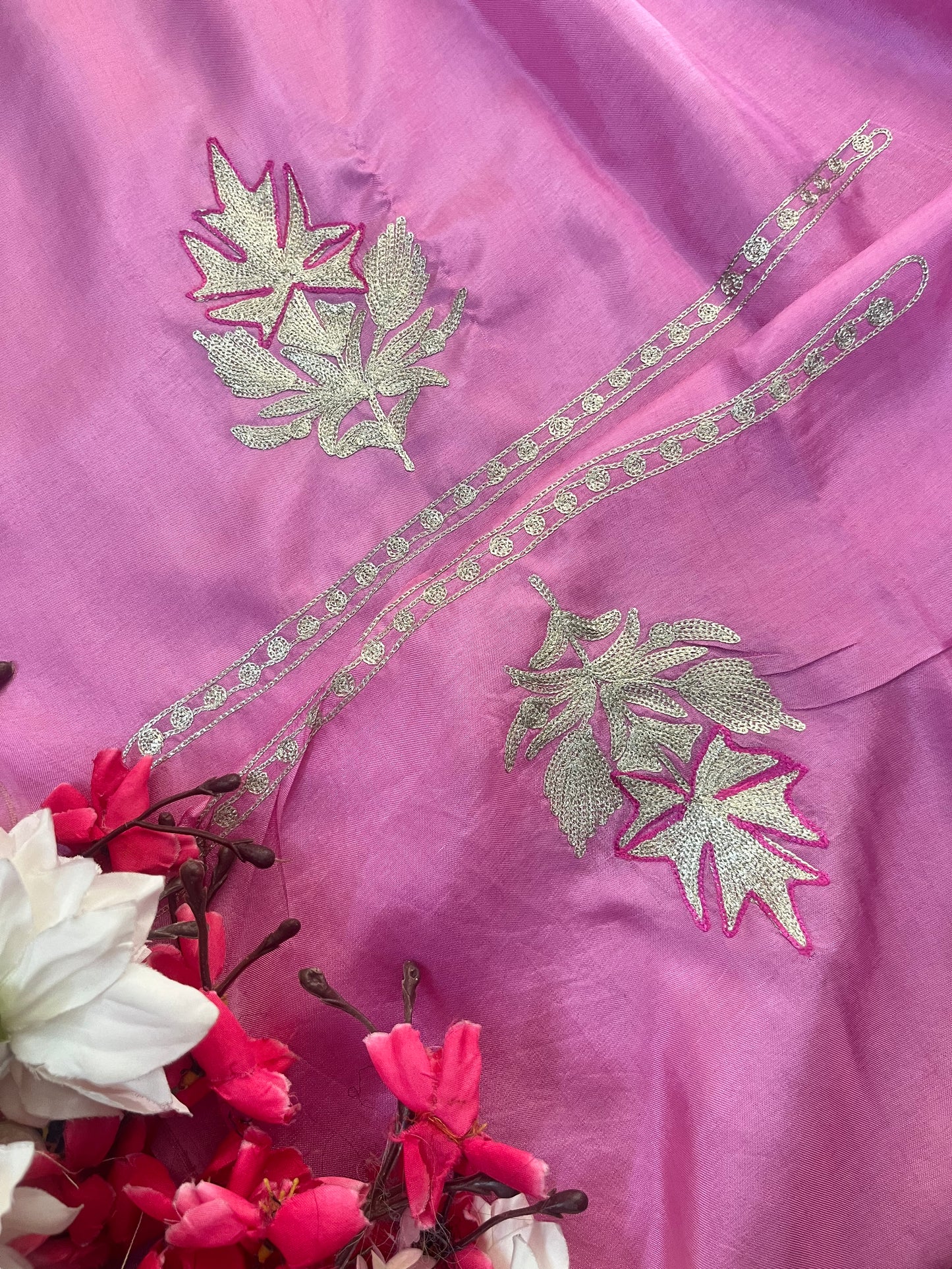 Soft Pink Silk Tilla Kashmiri Suit