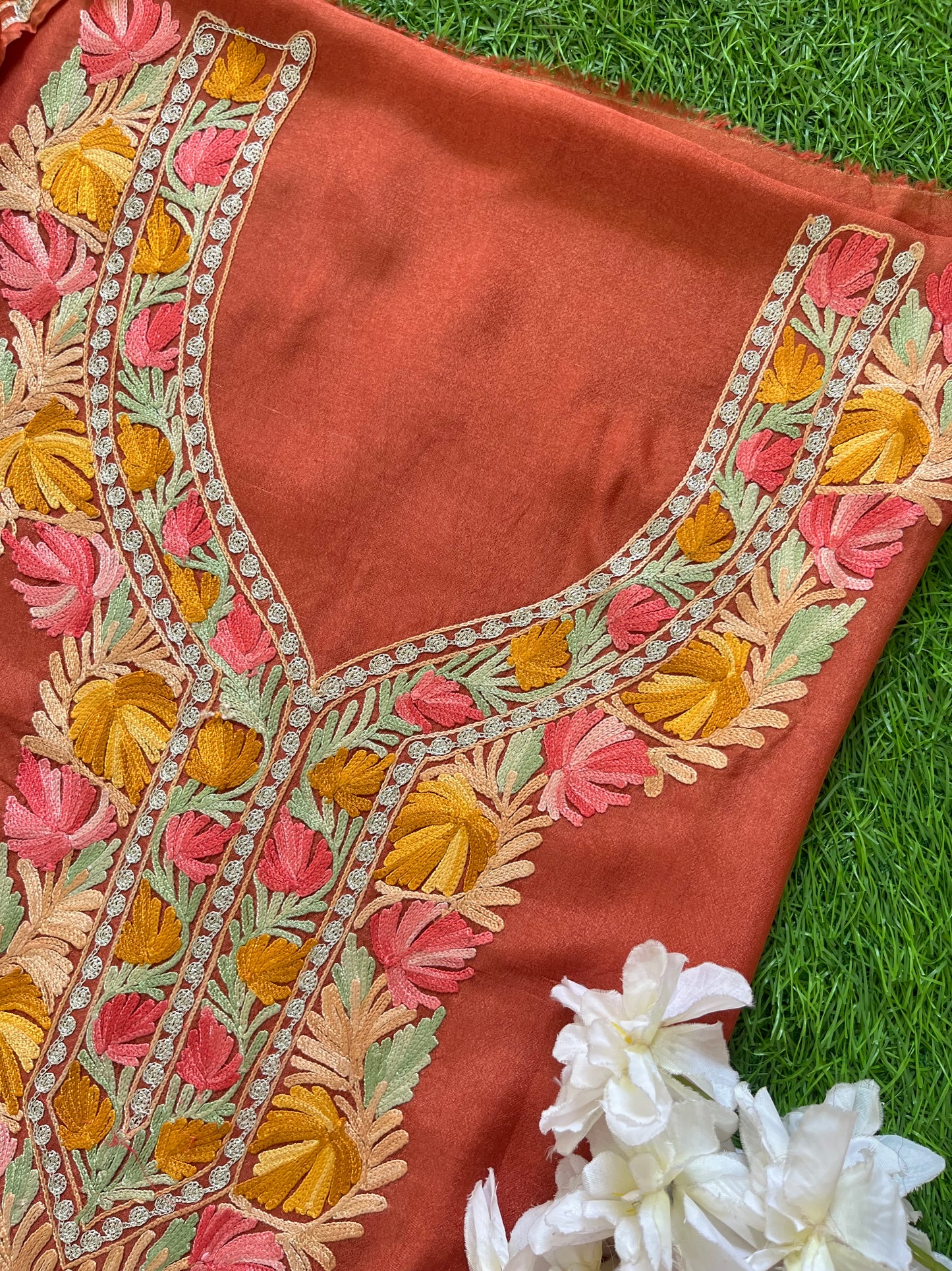 Rust Opada Silk Kashmiri Suit