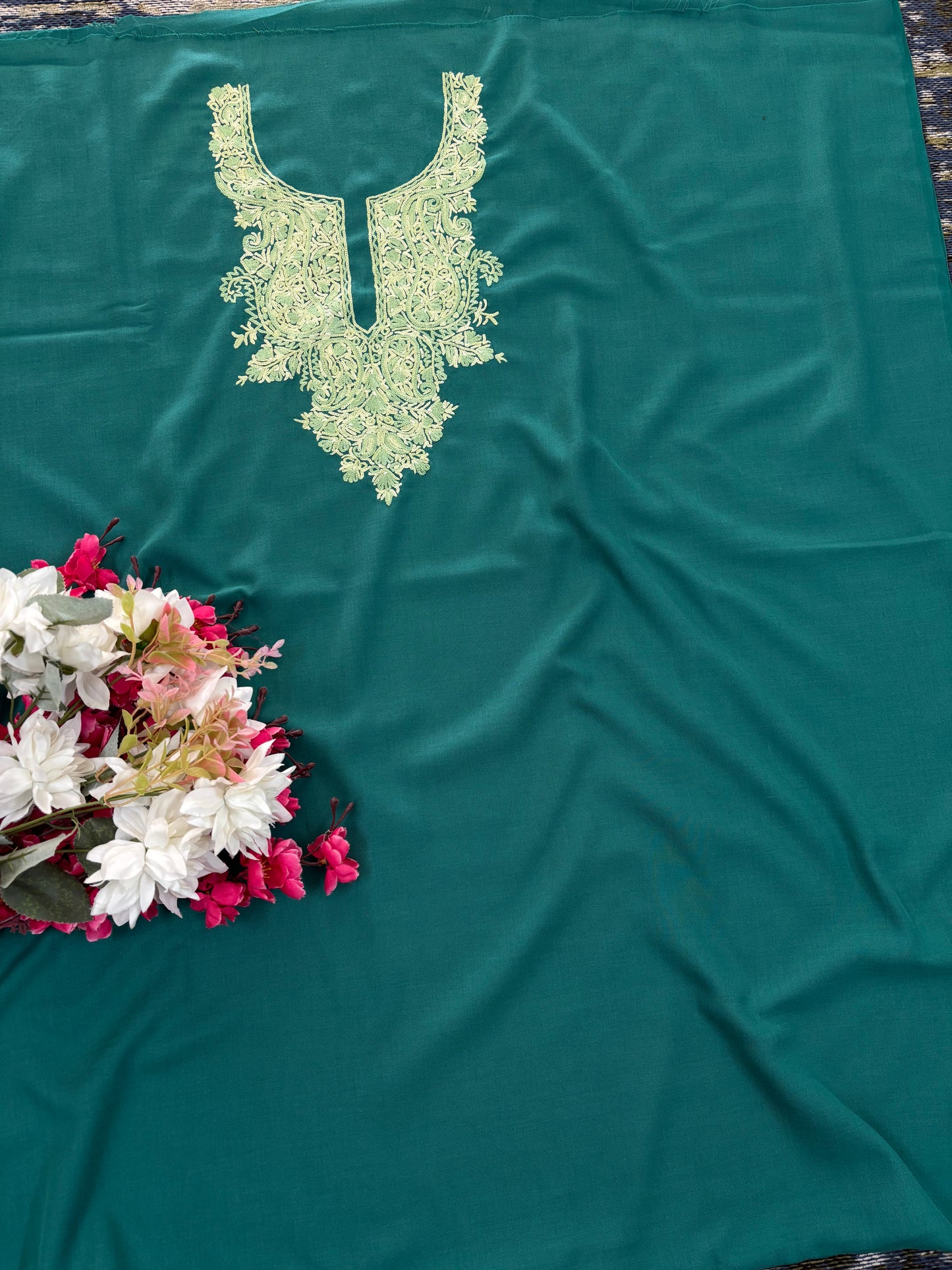 Green Cotton Cord Set (Hand Embroidered)