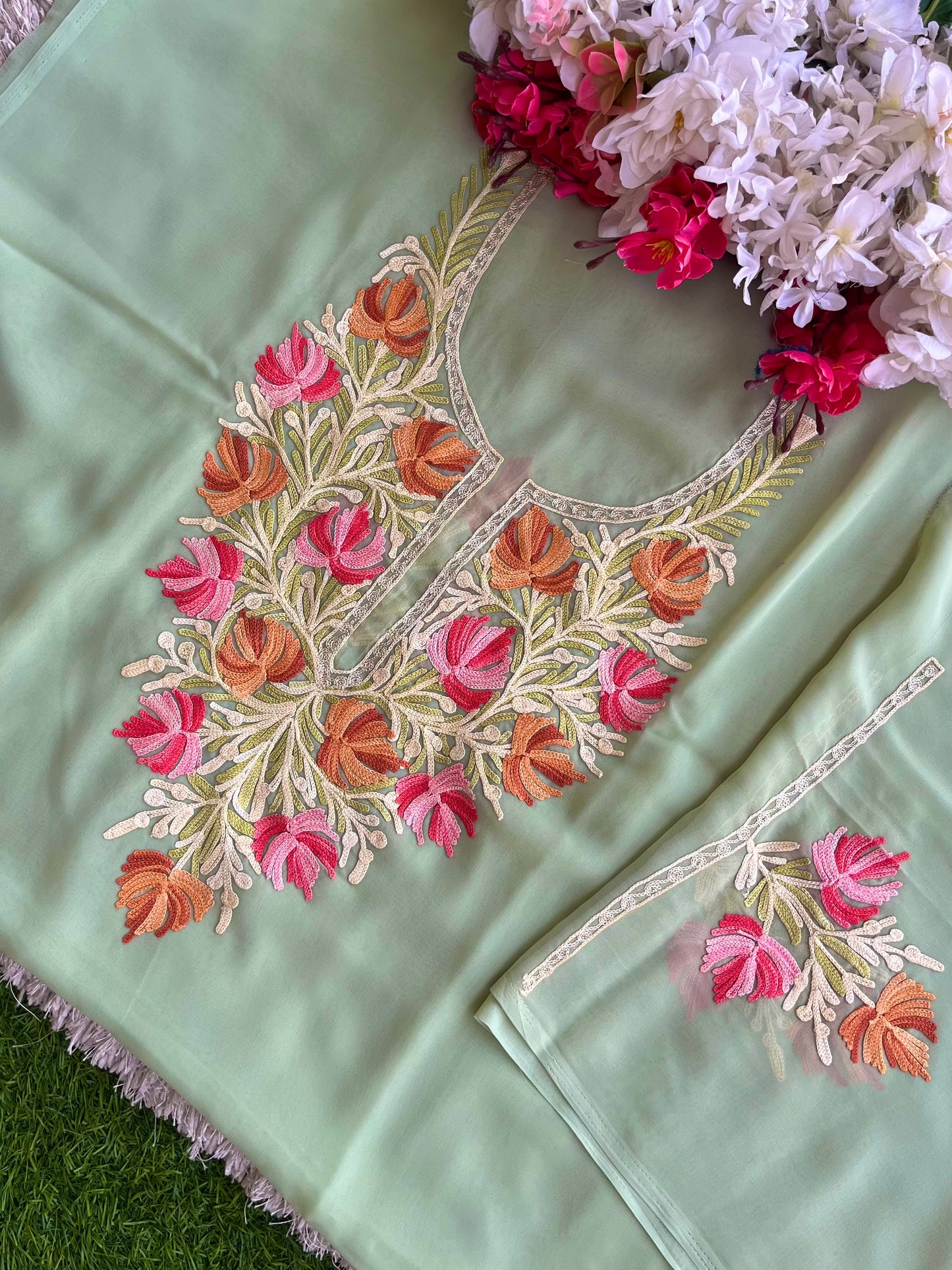 Georgette Unstitched Kashmiri Kurta