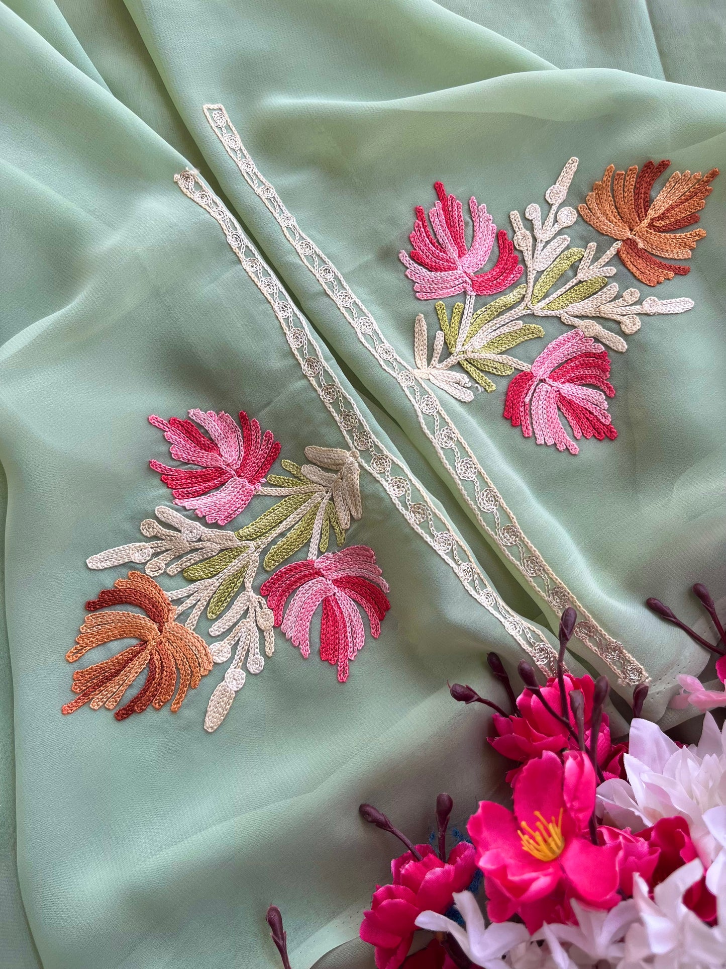 Georgette Unstitched Kashmiri Kurta