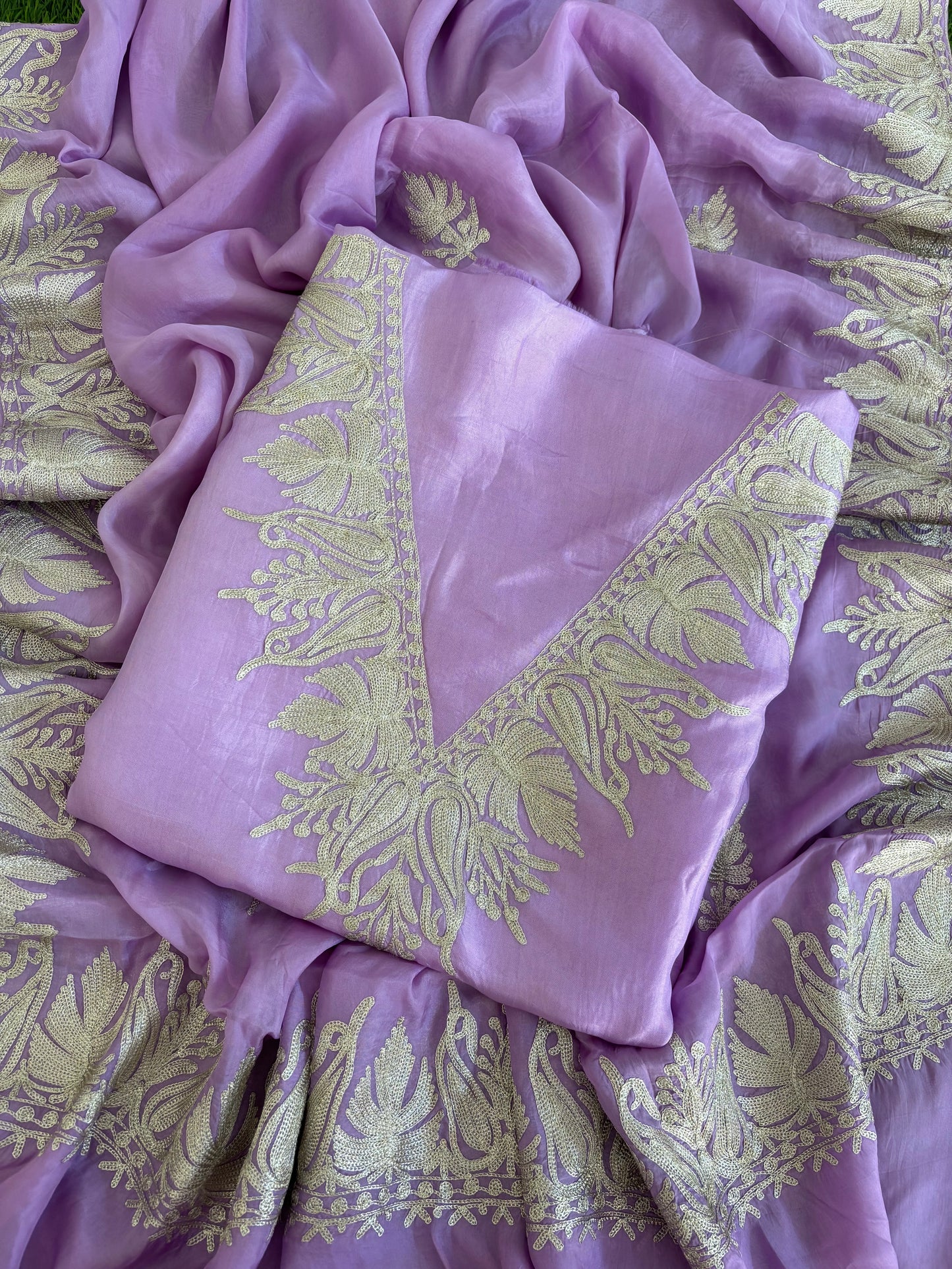 Sanam Lavender Silk Kashmiri Suit