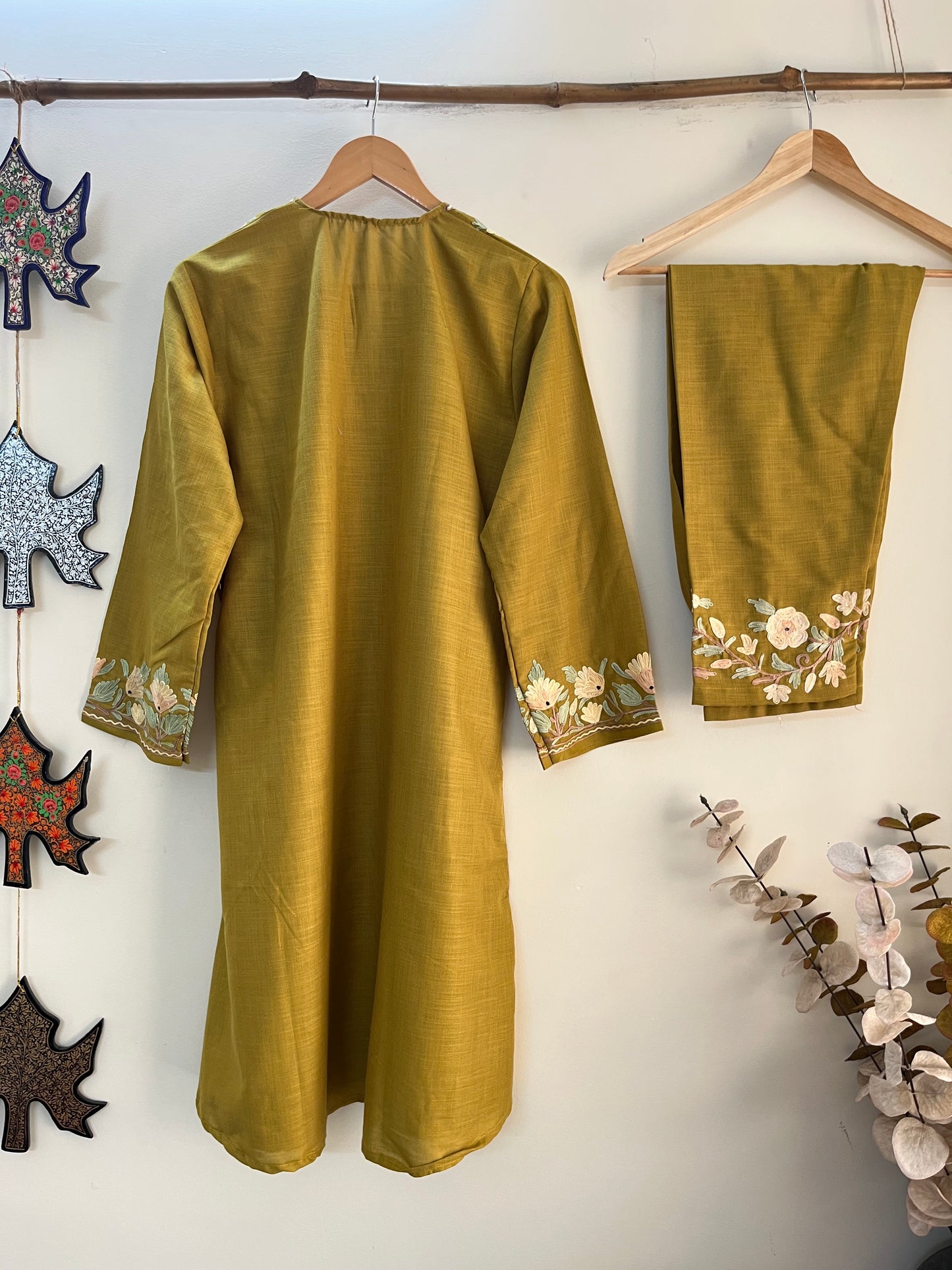 Henna Green Cotton Stitched Co-ord Set (XL)
